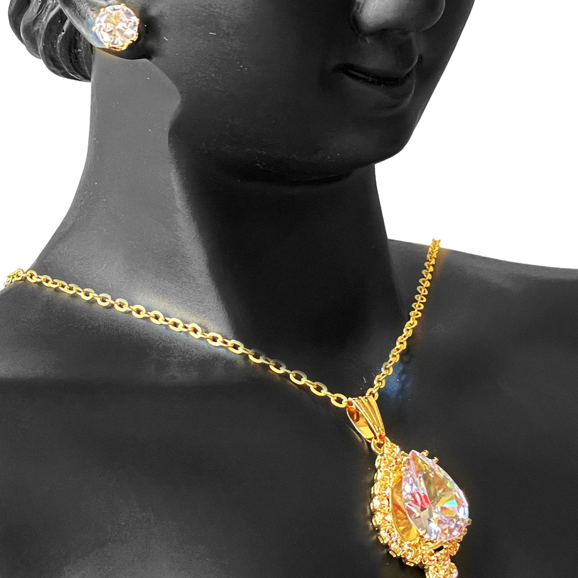 Earring and Necklace Dazzling Aurora Borealis Crystal Cascade Jewelry Set