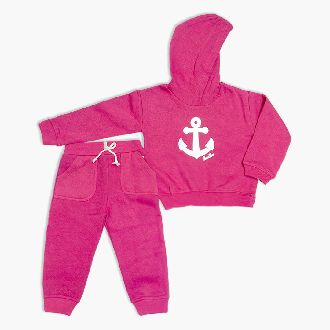 Nautica Girls' pink Pullover Sweatshirt & Track Pants Set