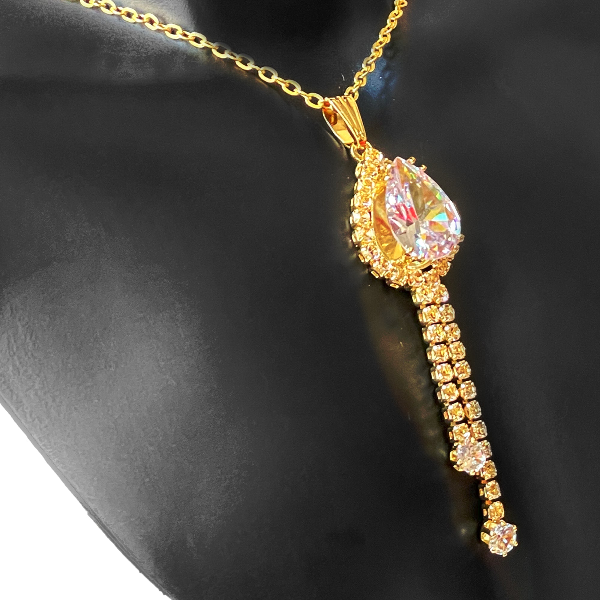 Earring and Necklace Dazzling Aurora Borealis Crystal Cascade Jewelry Set