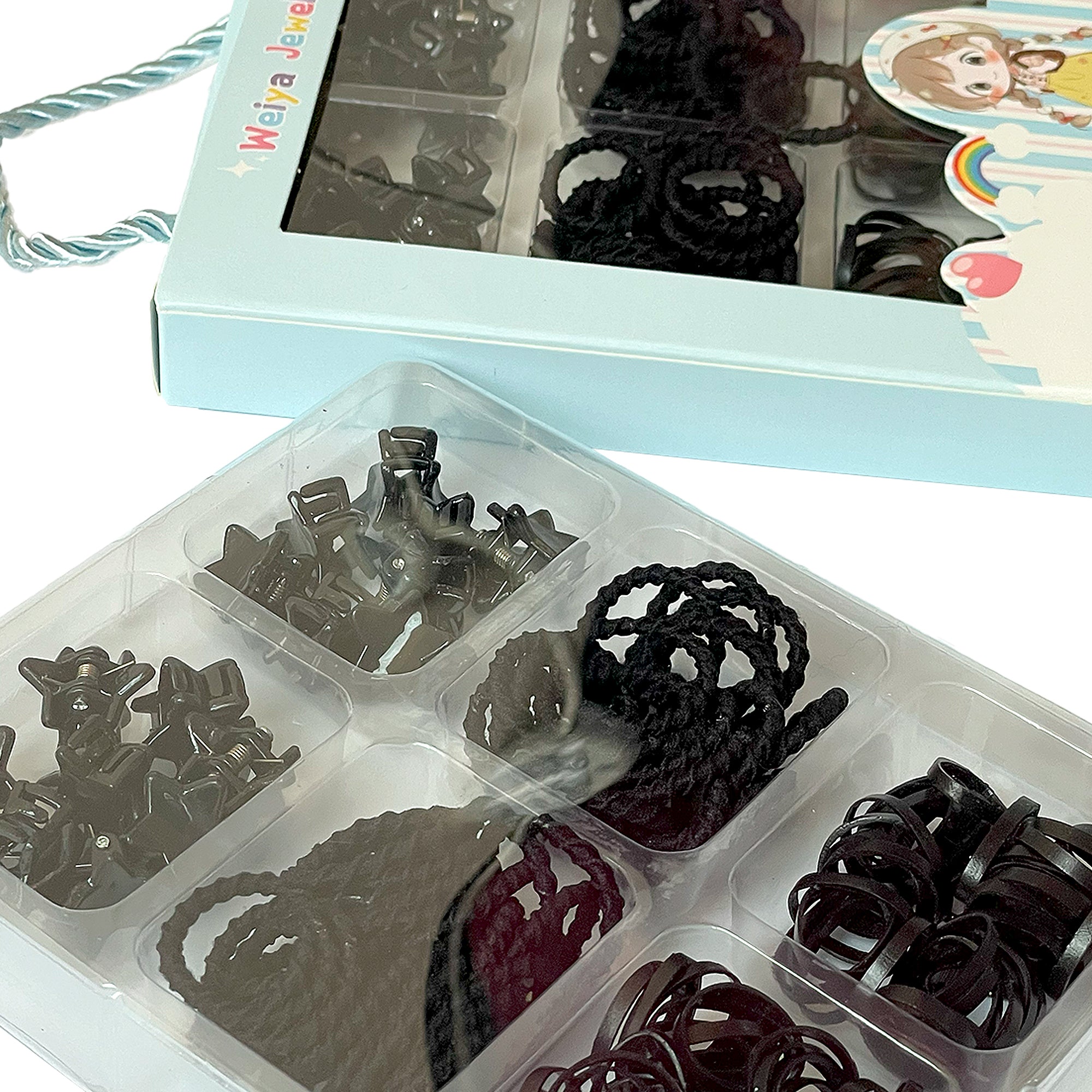 Monochromatic Hair Accessory Kit for Children in Light Blue Box