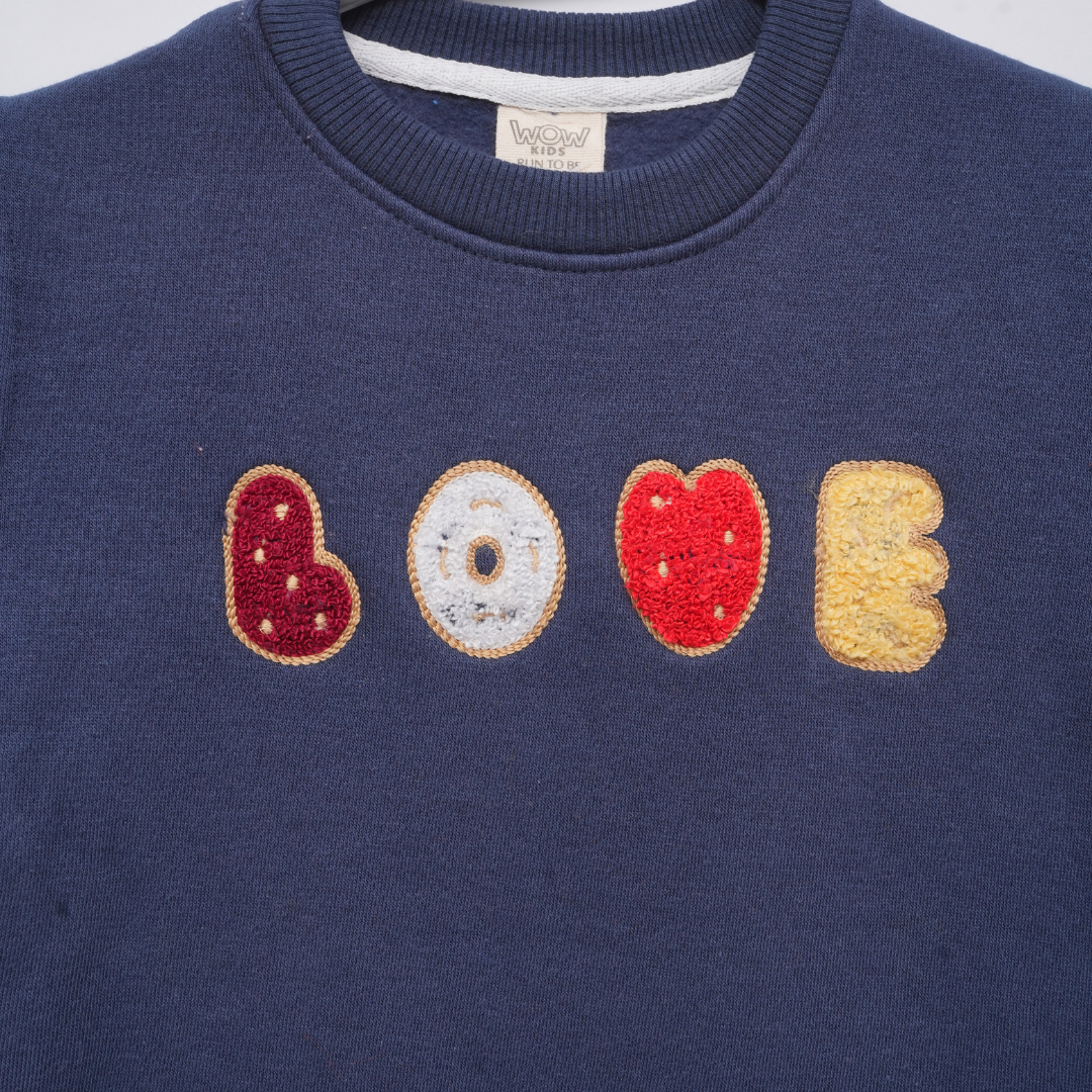 Love Embroidered Sweatshirt - Blue