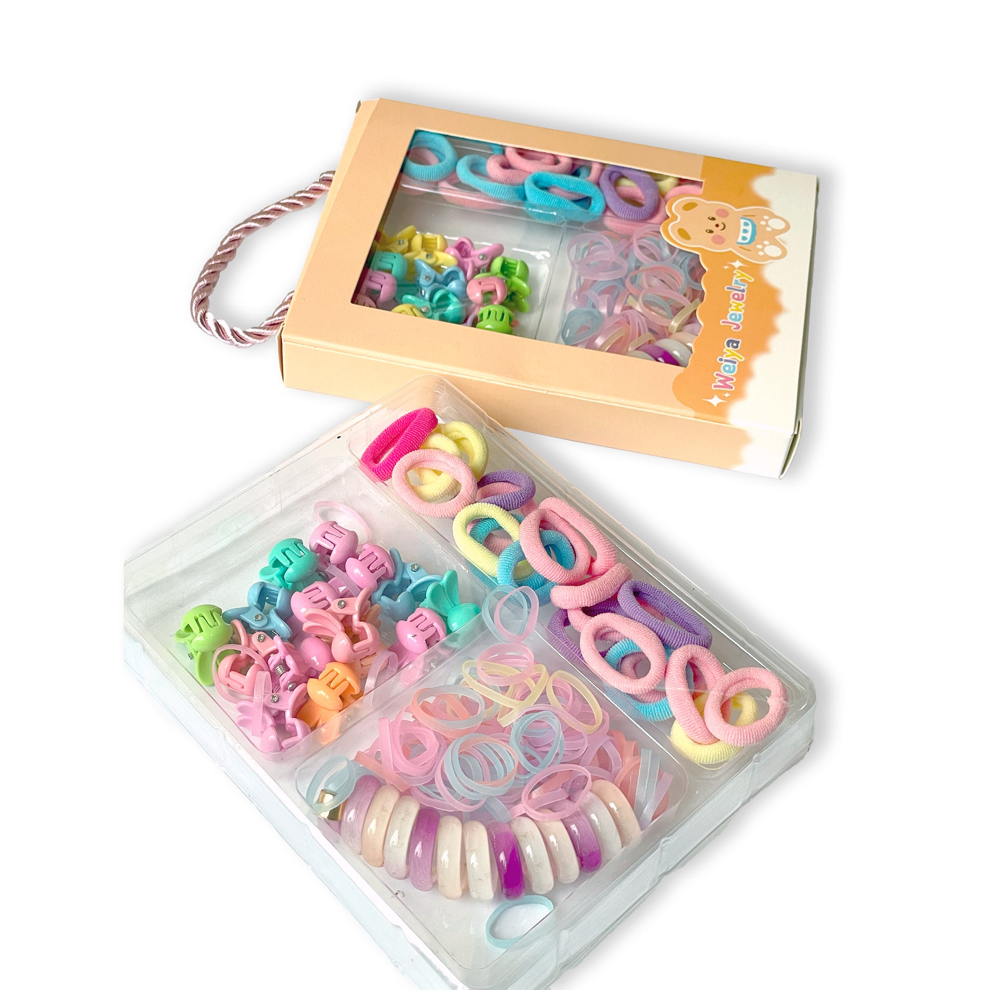 Sweet Hair Accessory Set for Kids in Peach Box