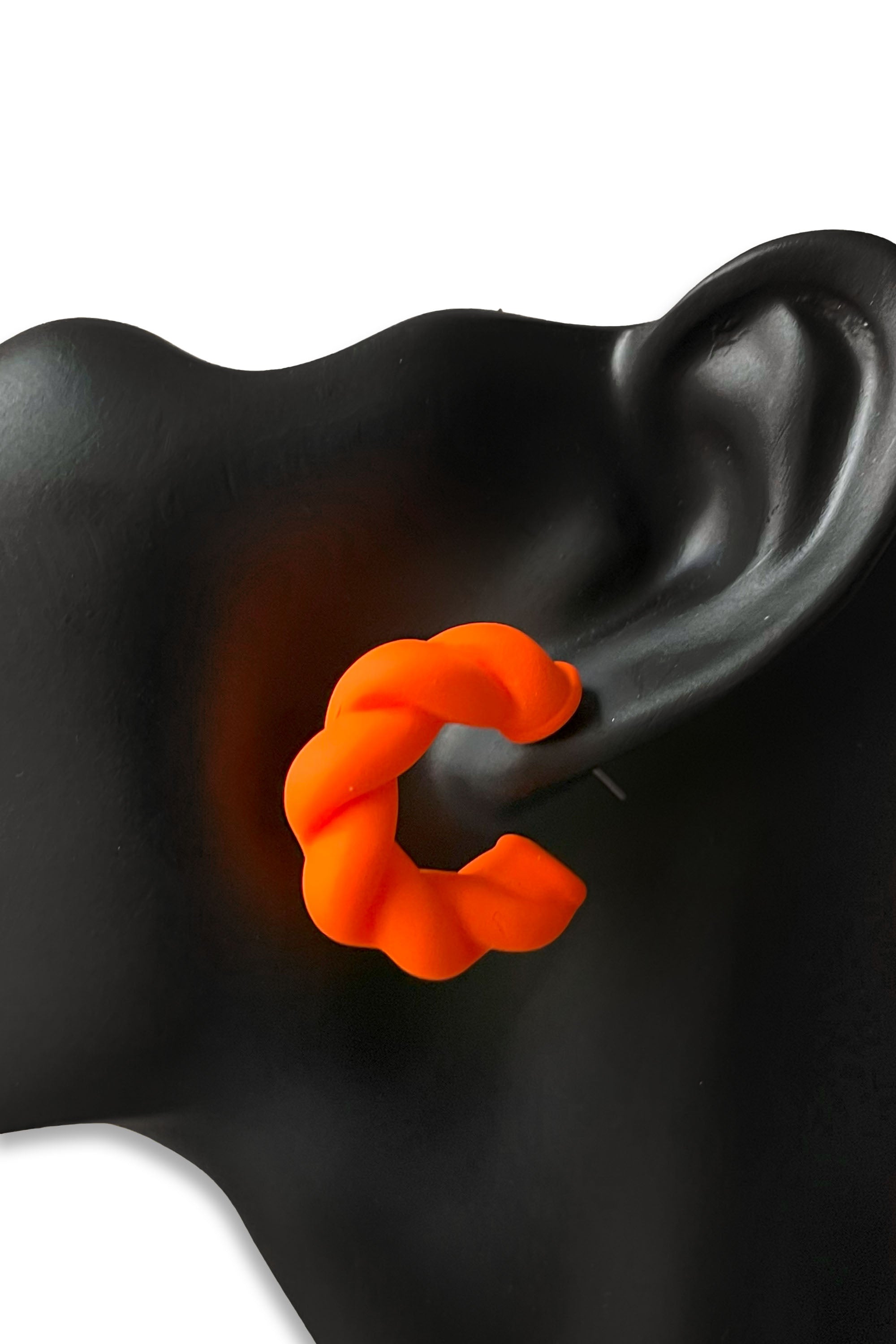 Electric Orange Ceramic Twist Earrings