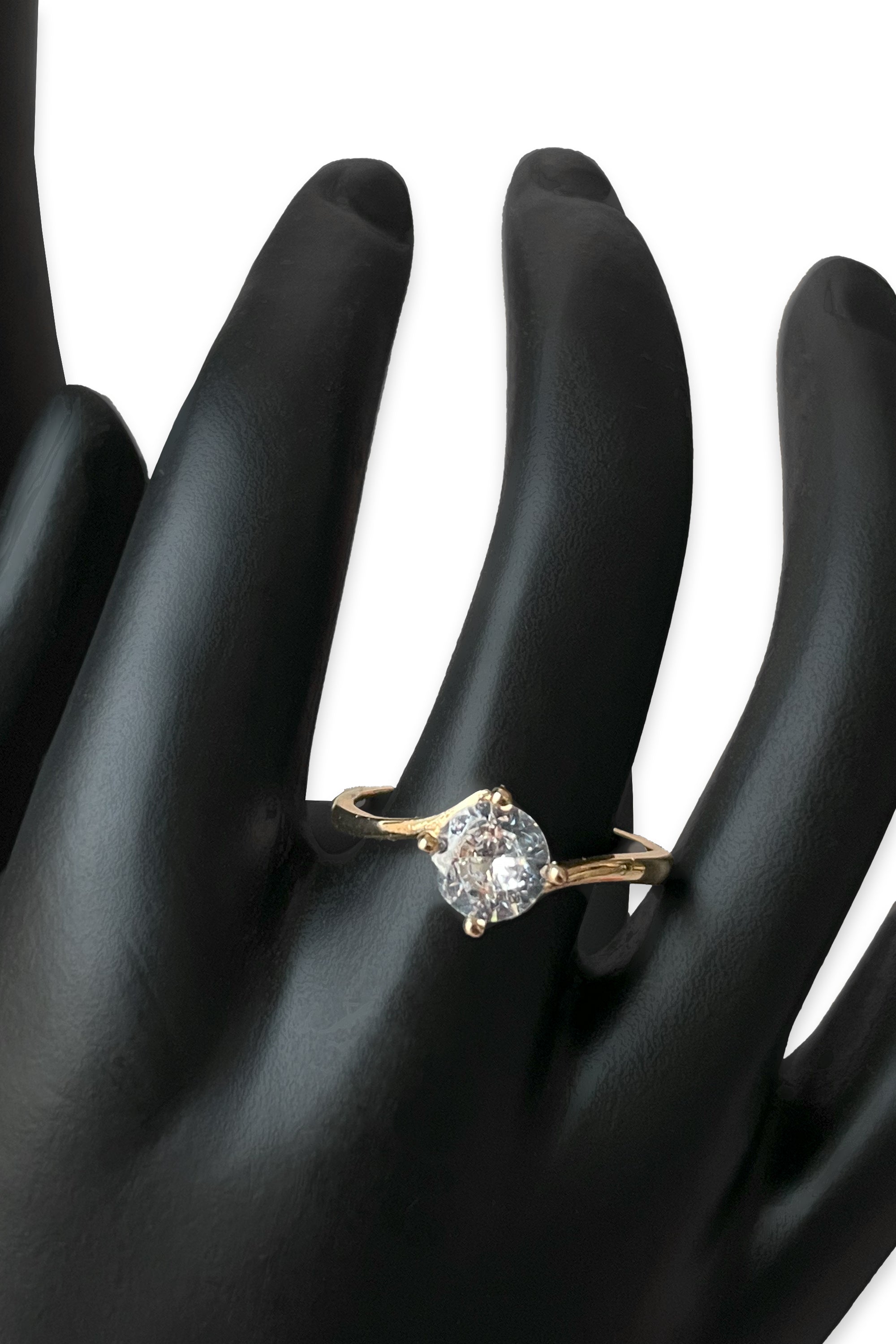 Gold-Tone Diamond Solitaire Engagement Ring