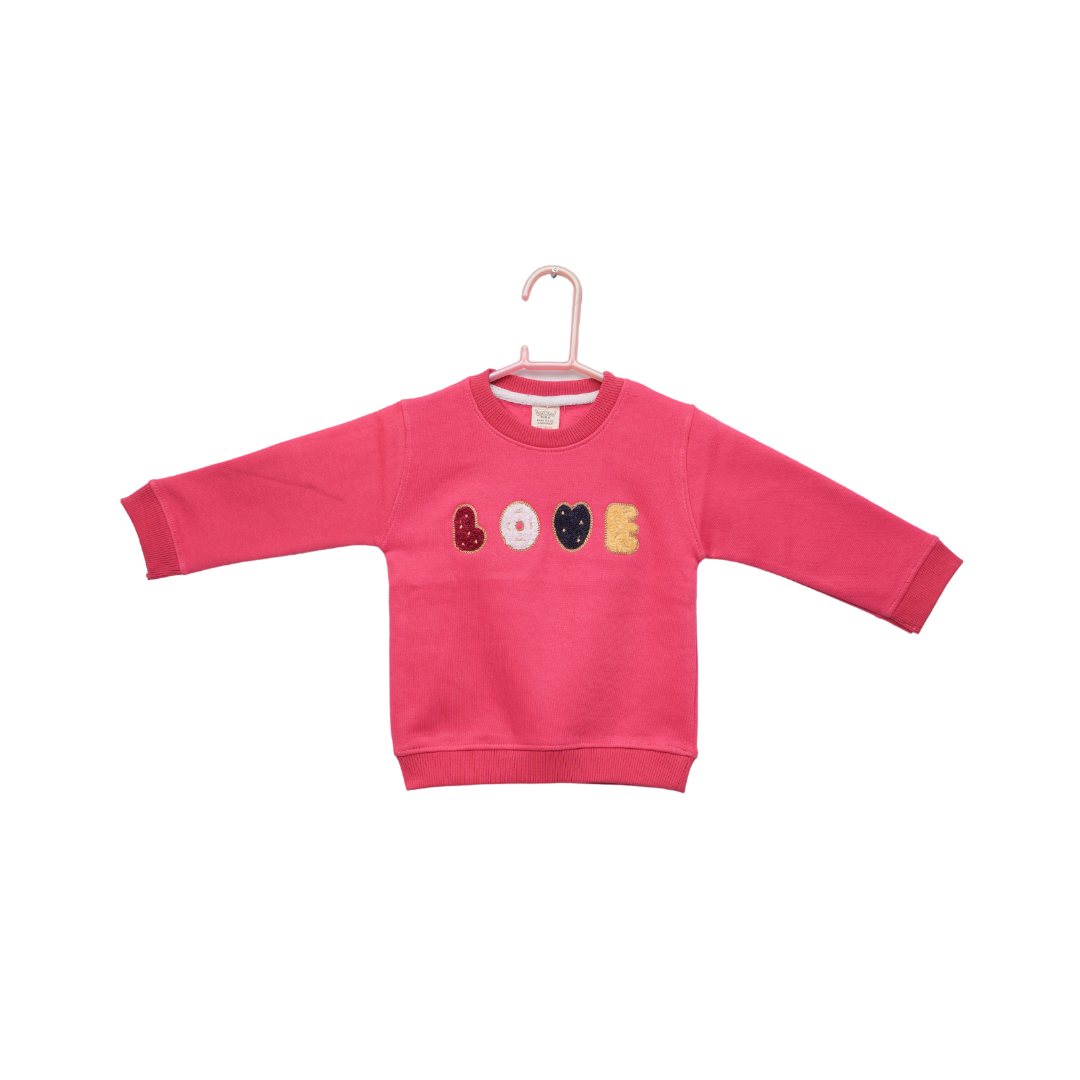 Love Embroidered Sweatshirt  - Pink