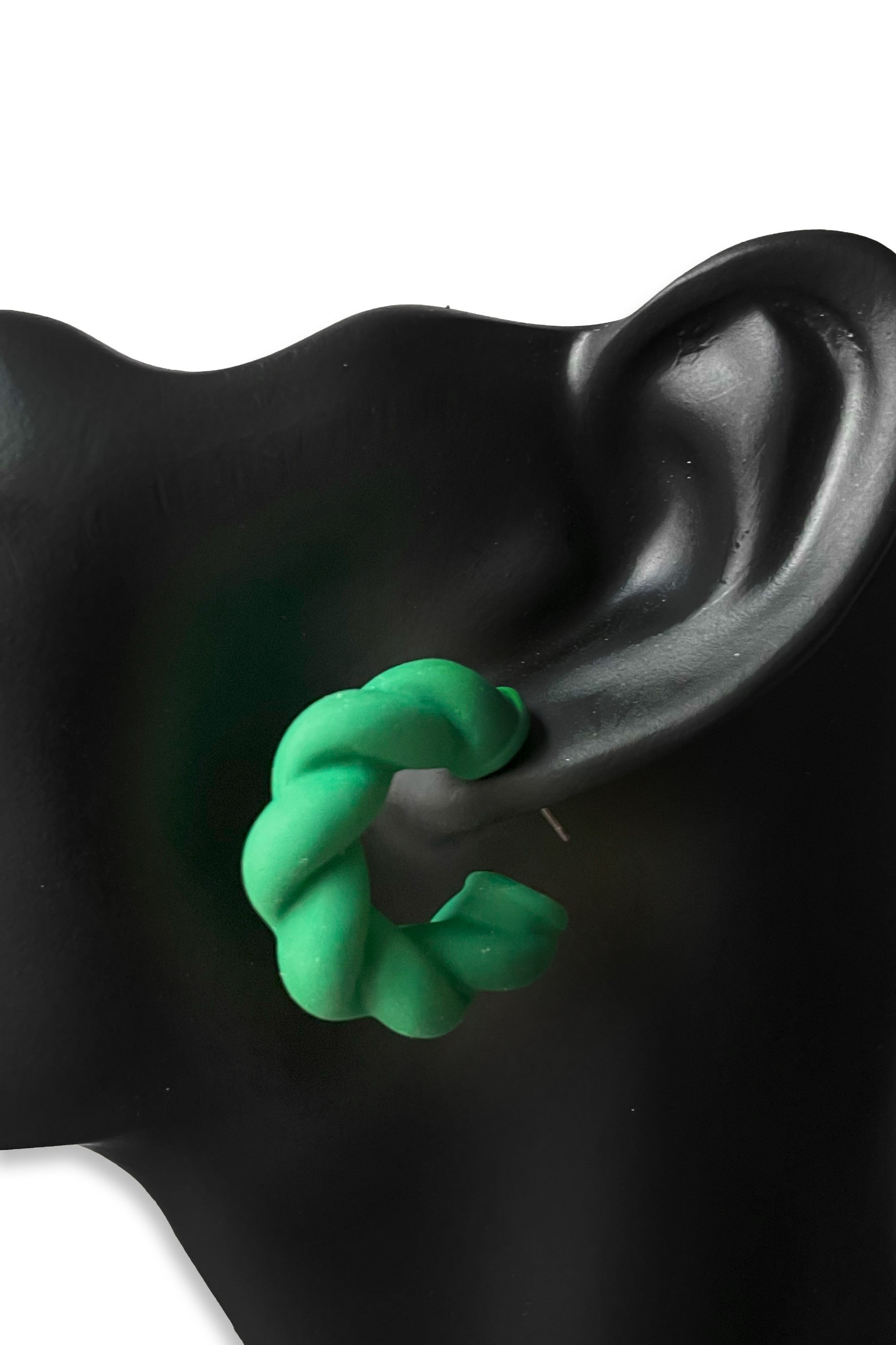 Vibrant Green Ceramic Twist Earrings