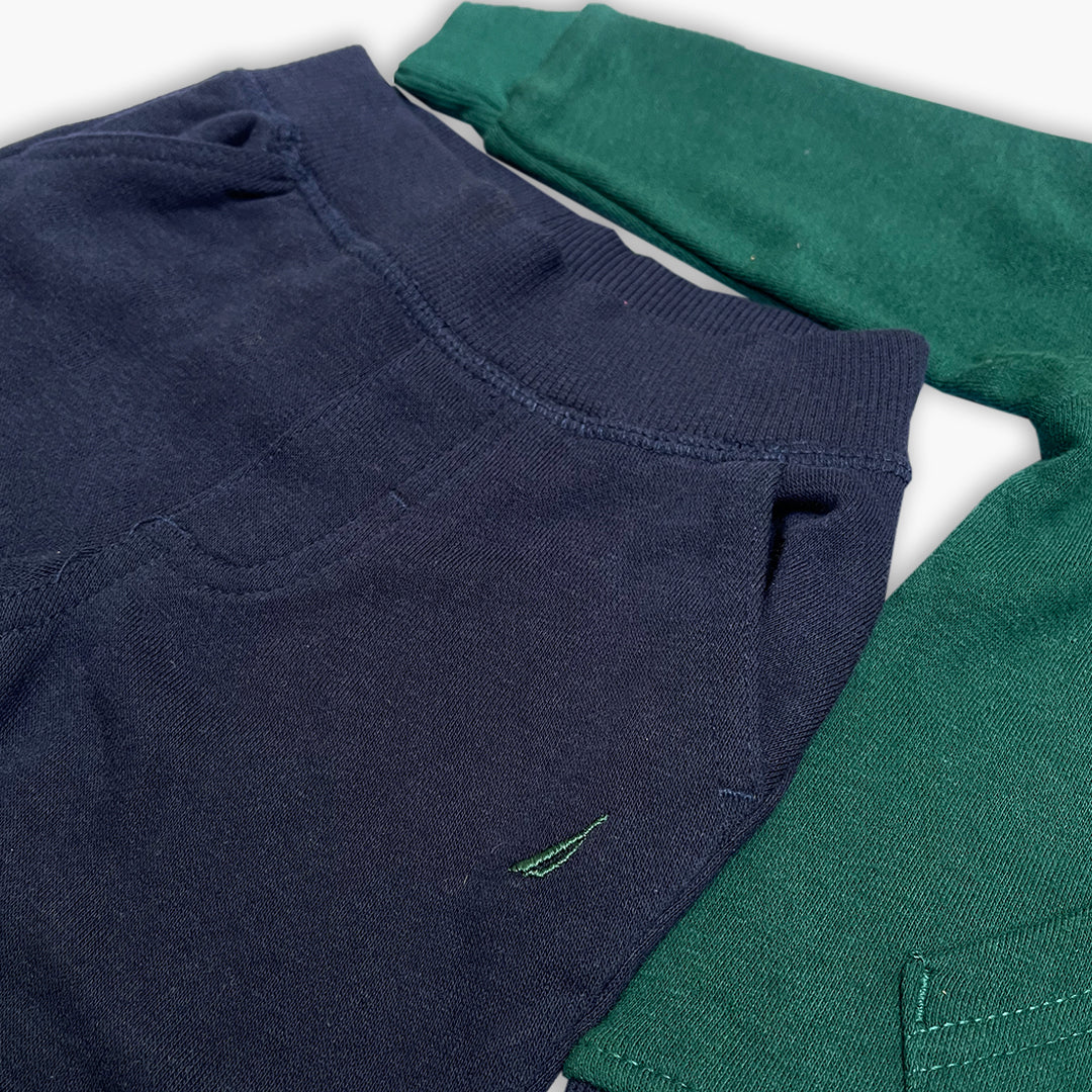 Nautica Toddler Boys' Color-Block Forest Green & Navy Hoodie Tracksuit Set