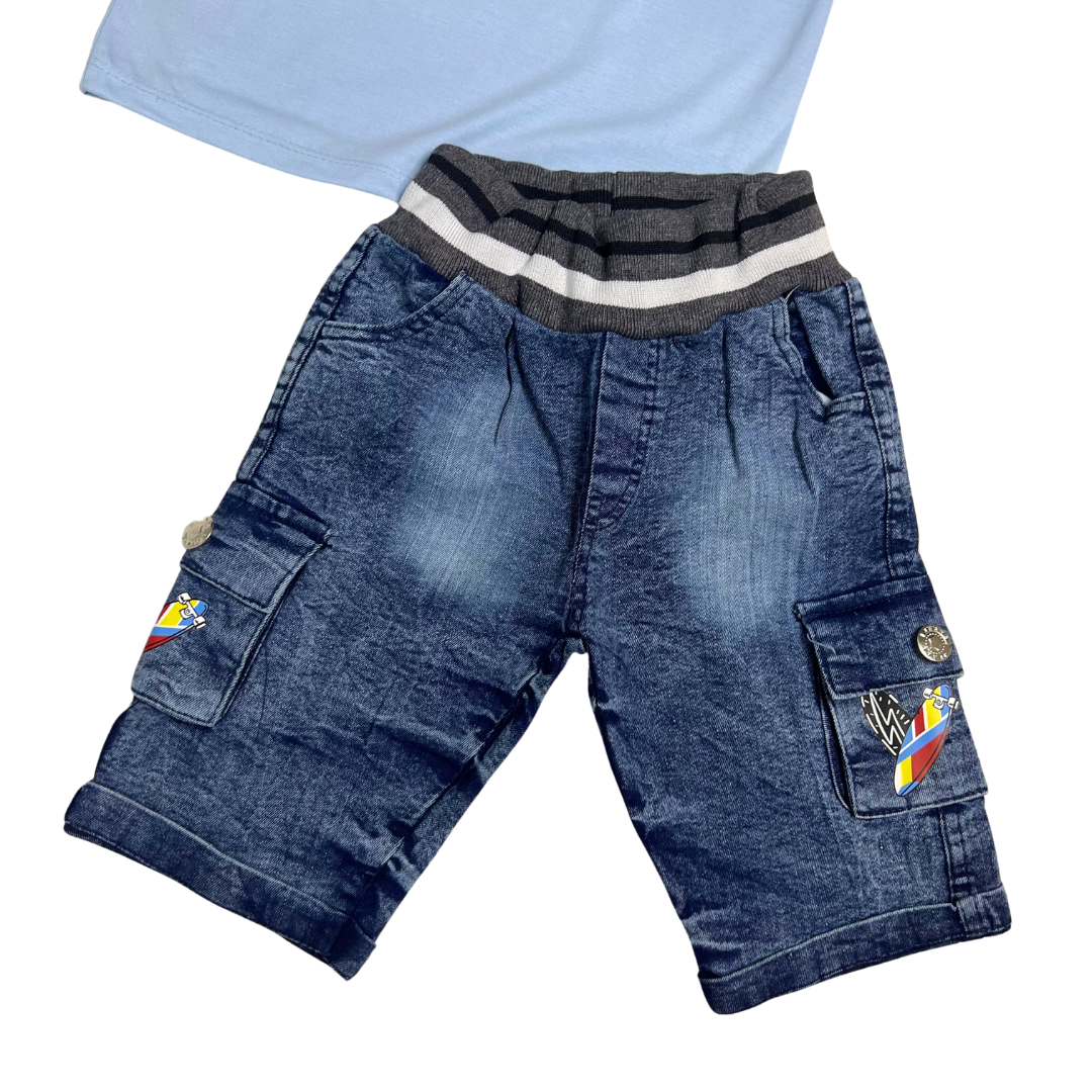 Boys Half Sleeves 2 Piece Suit (Skate All Day - Blue)