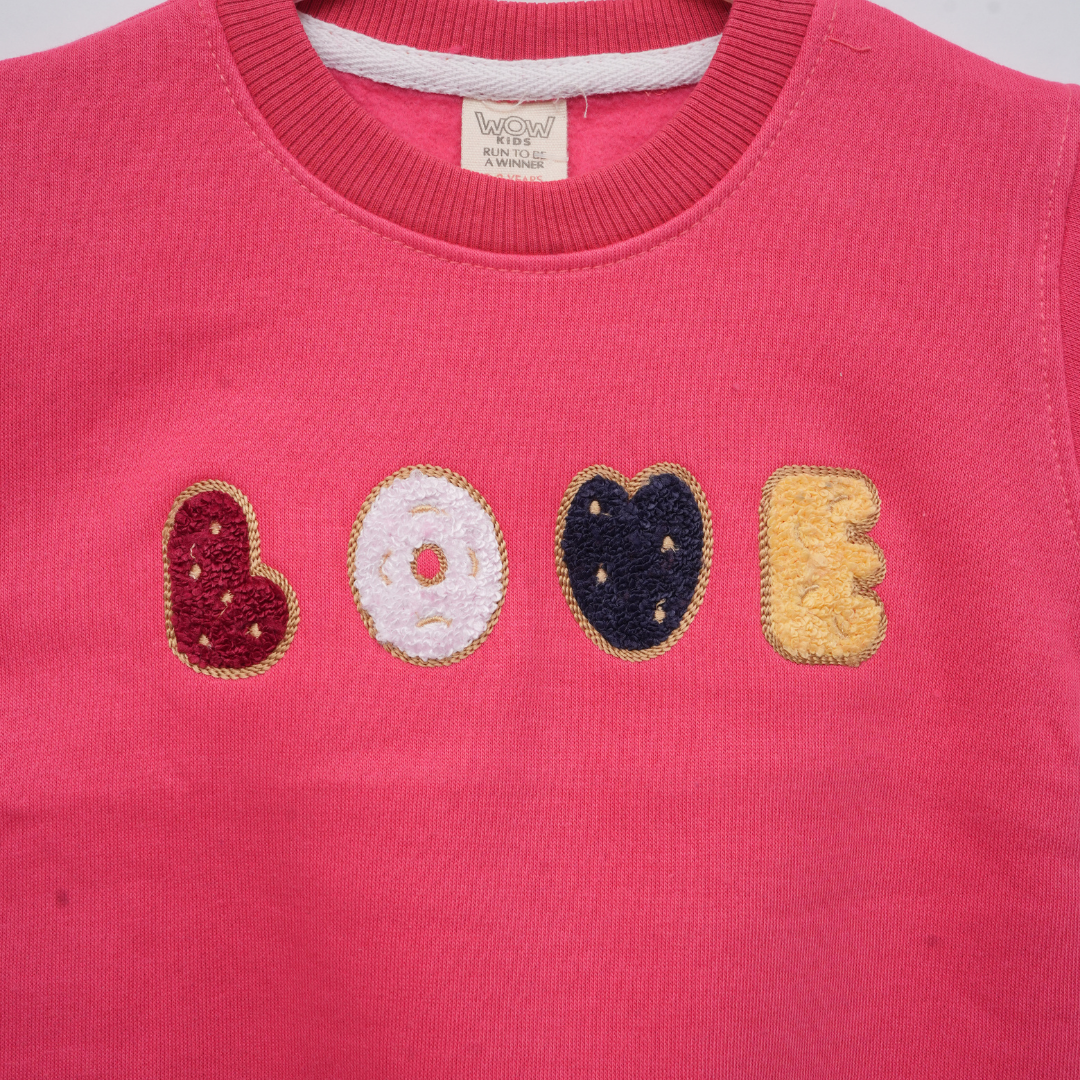 Love Embroidered Sweatshirt  - Pink