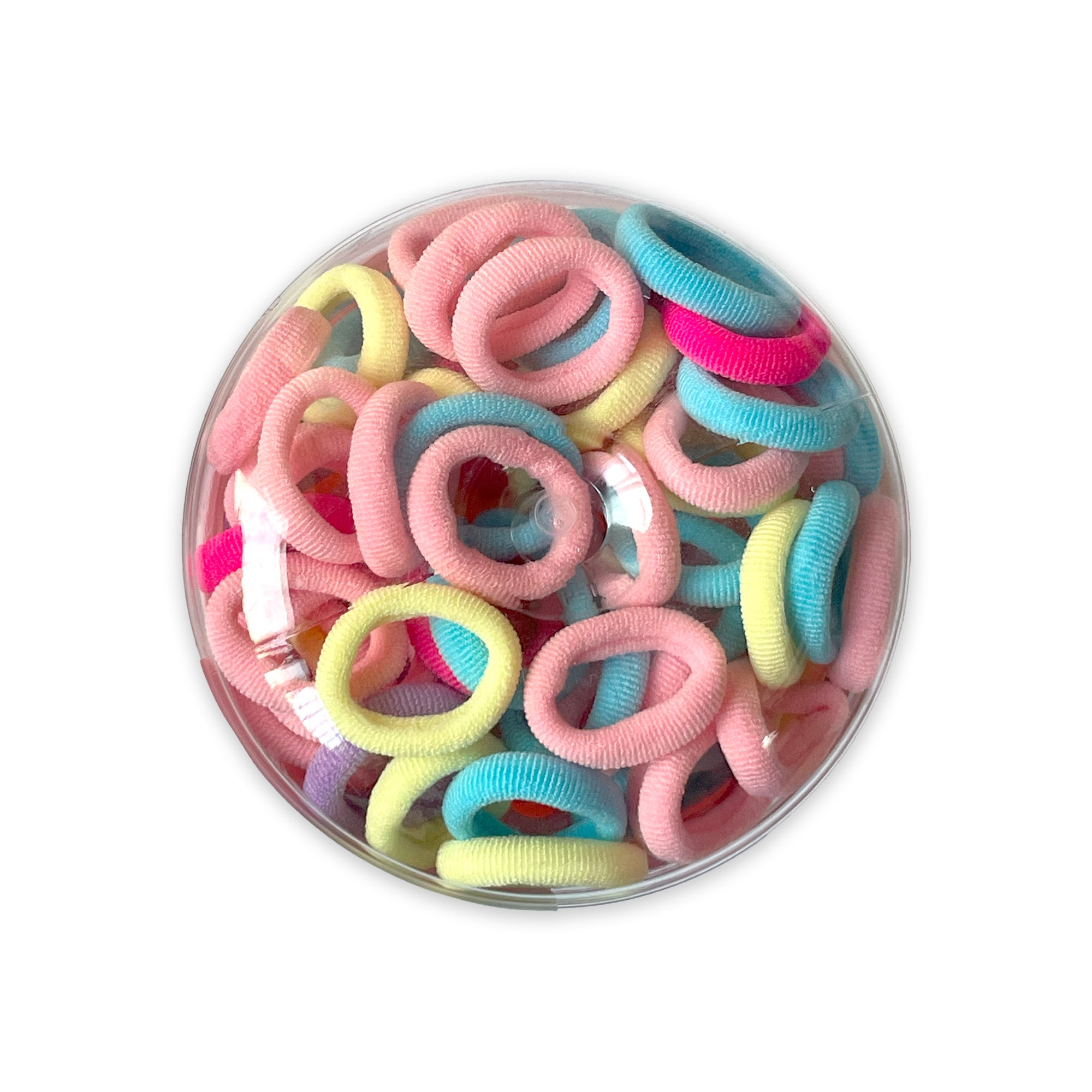 Yellow Rubber Bands Multi Colorful Hair Ties and in Stackable Plastic Container