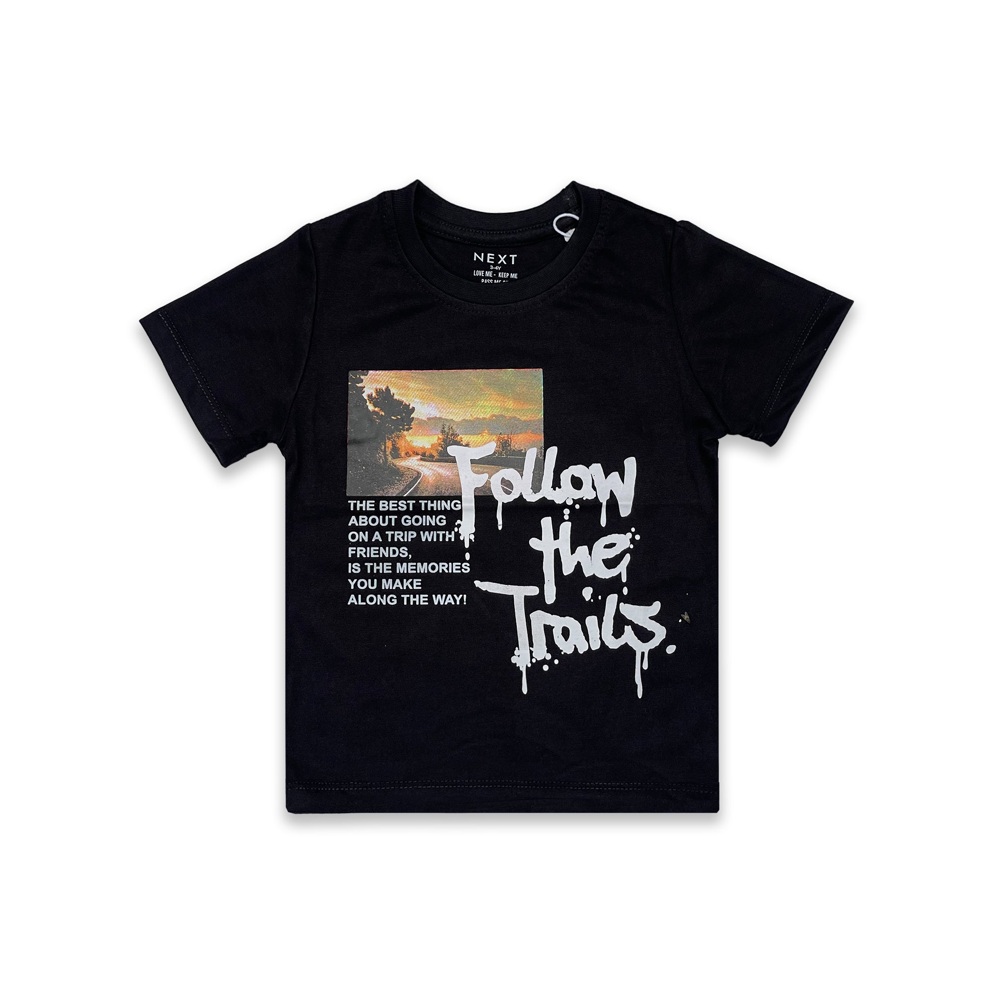 Boys' Black "Follow the Trails" Graphic T-Shirt