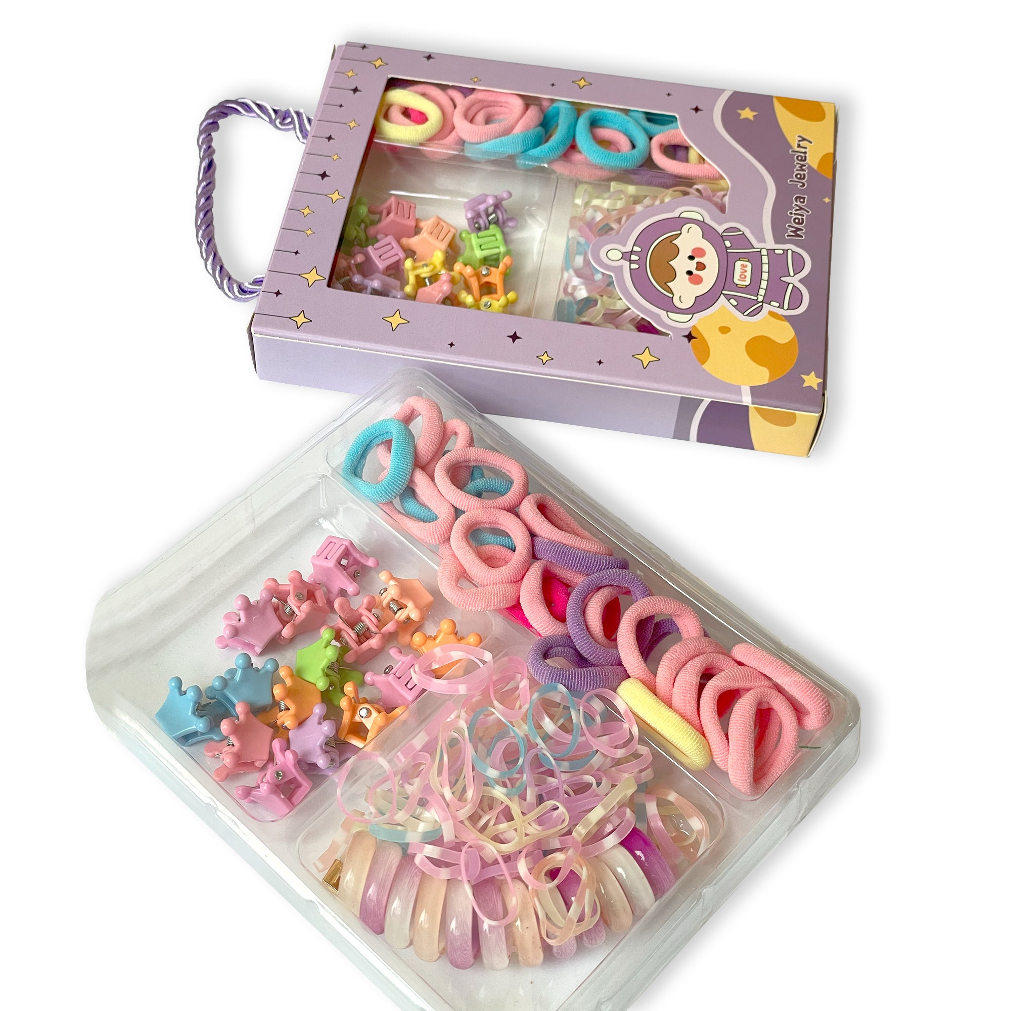 Pastel Hair Accessory Kit for Children in Lilac Box