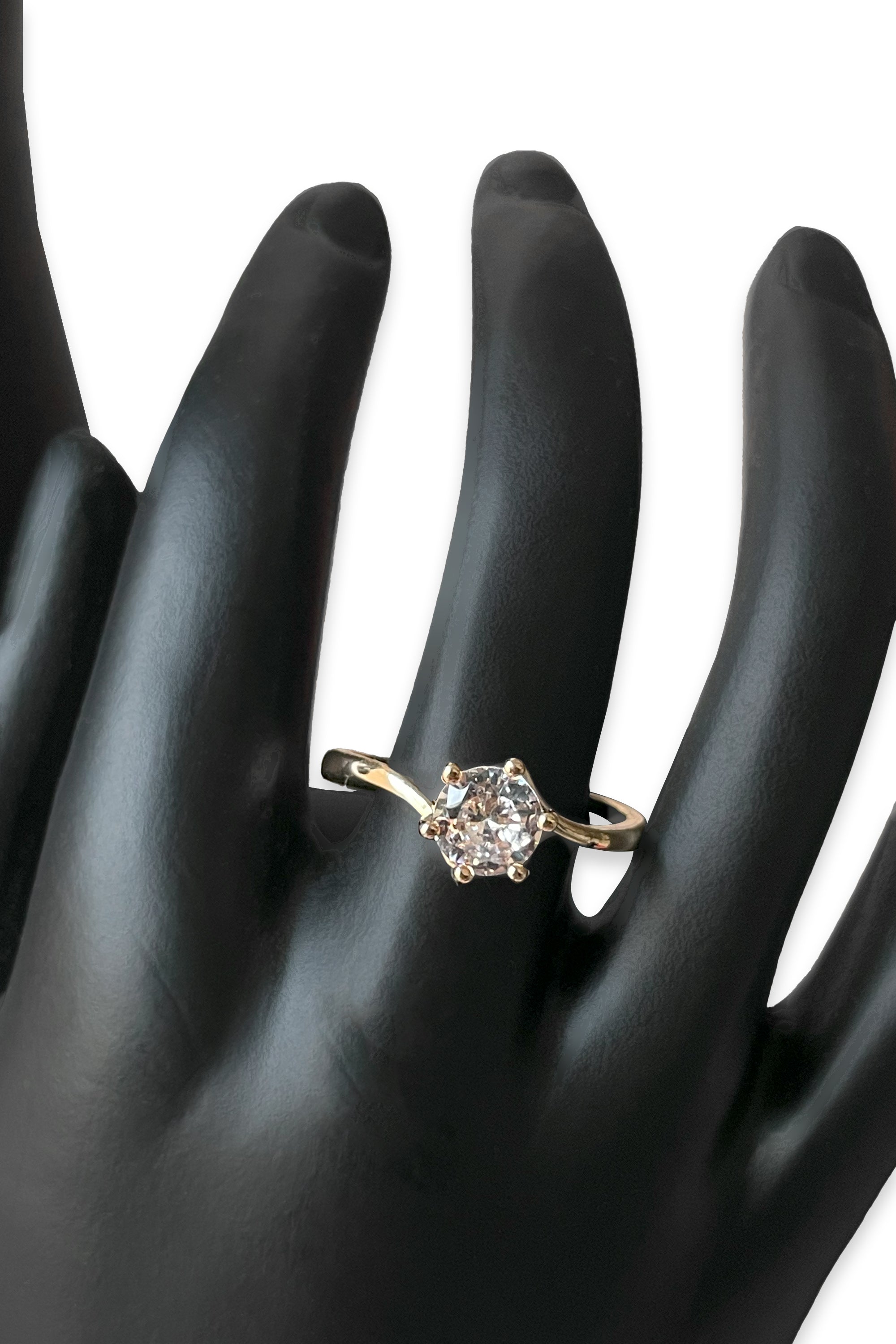 Gold-Tone Six-Prong Cubic Zirconia Solitaire Ring