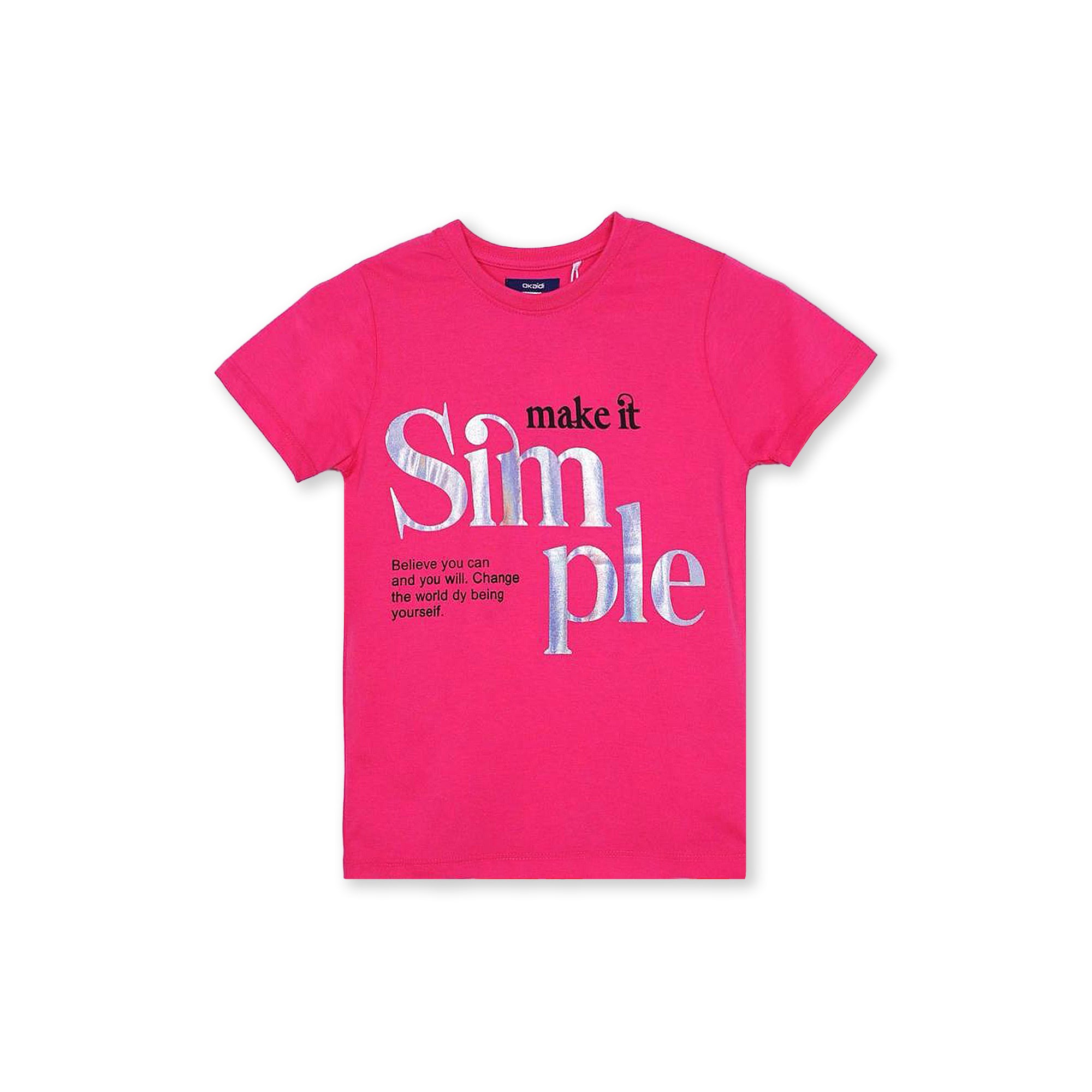 Girls' Hot Pink "Make It Simple" Graphic T-Shirt