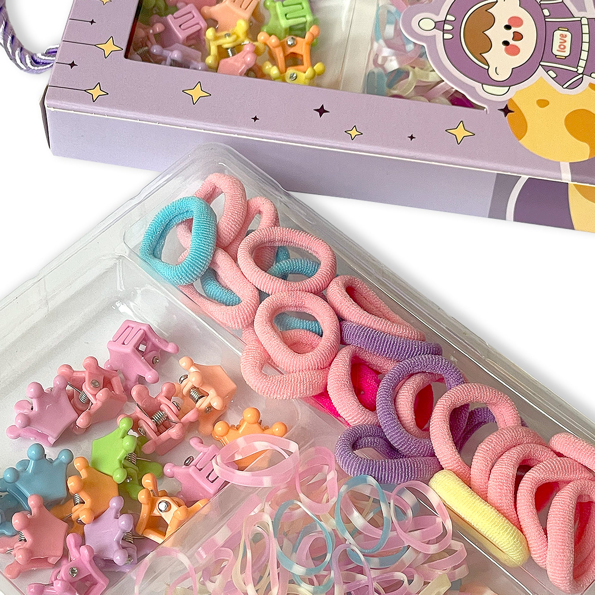 Pastel Hair Accessory Kit for Children in Lilac Box