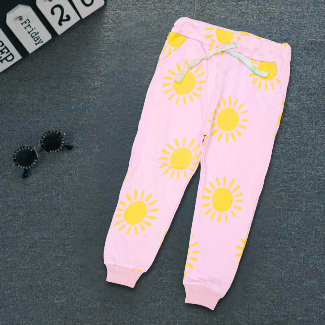 Classic Comfort Pink Trousers with Sun Design