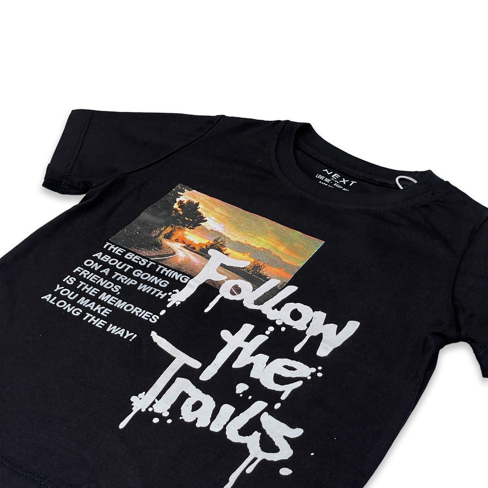 Boys' Black "Follow the Trails" Graphic T-Shirt