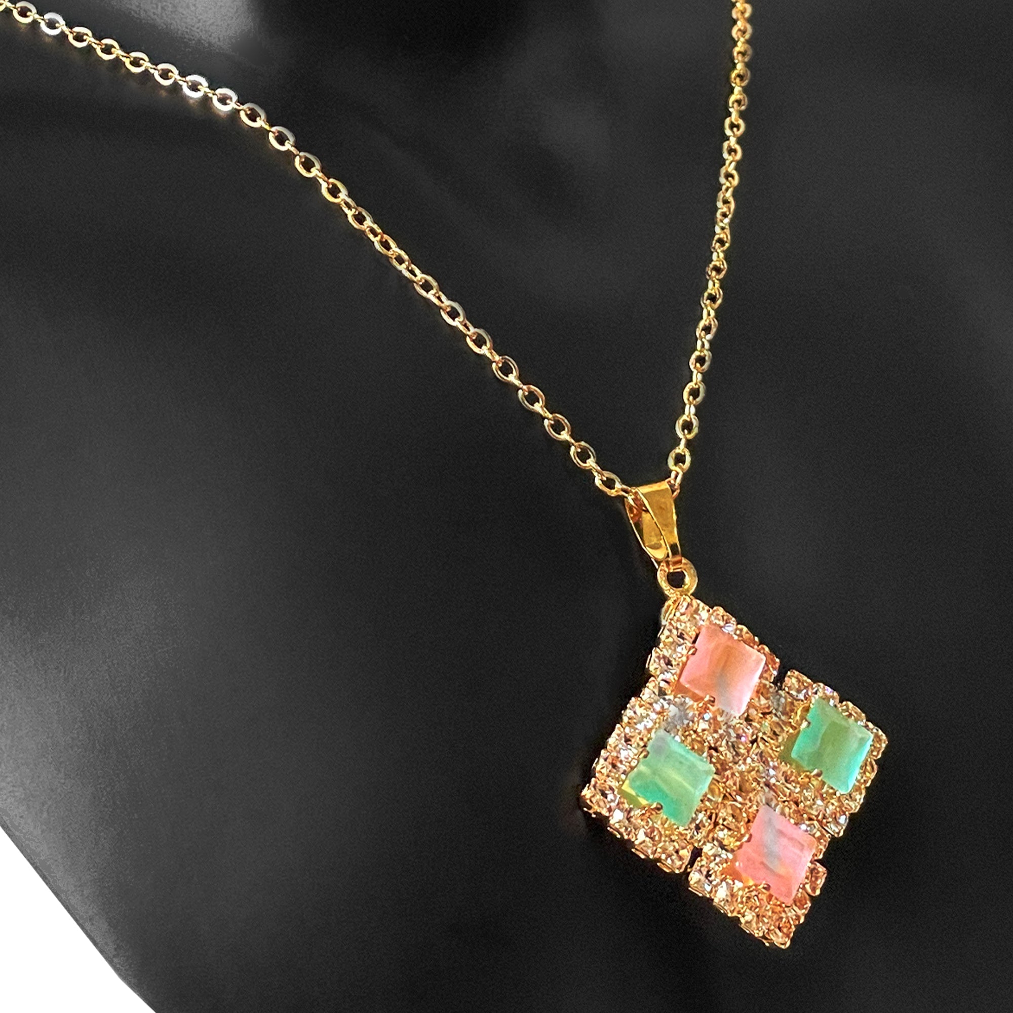 Earring and Necklace Pastel Diamond Delight Jewelry Set