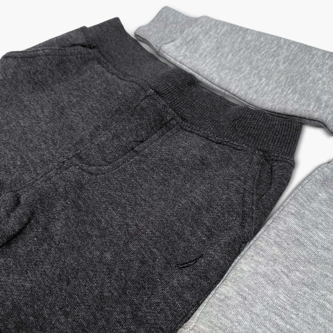 Nautica Toddler Heather Gray Hoodie & Charcoal Jogger Tracksuit Set | Color Block Logo