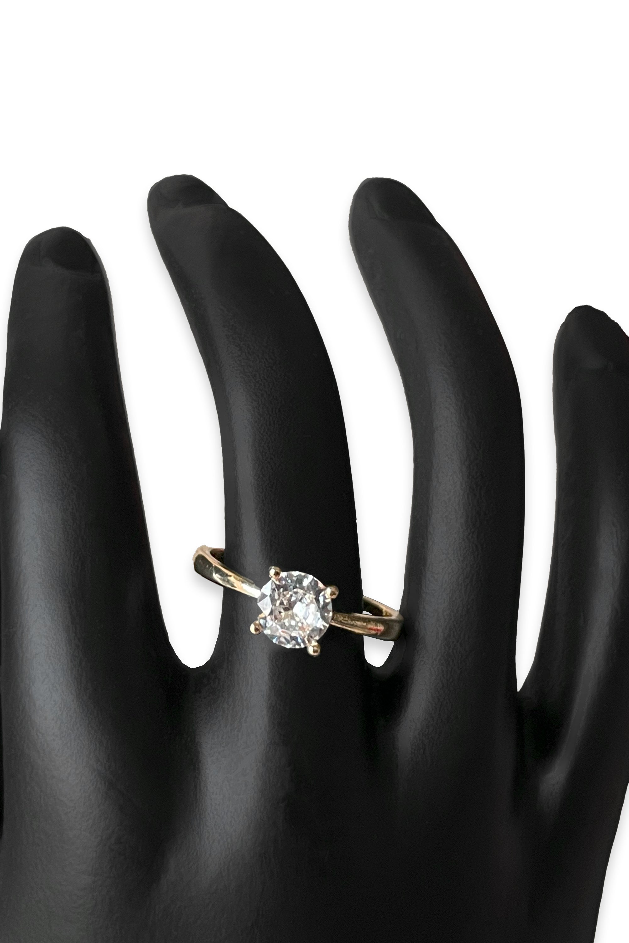 Gold-Tone Moissanite Solitaire Ladies Ring