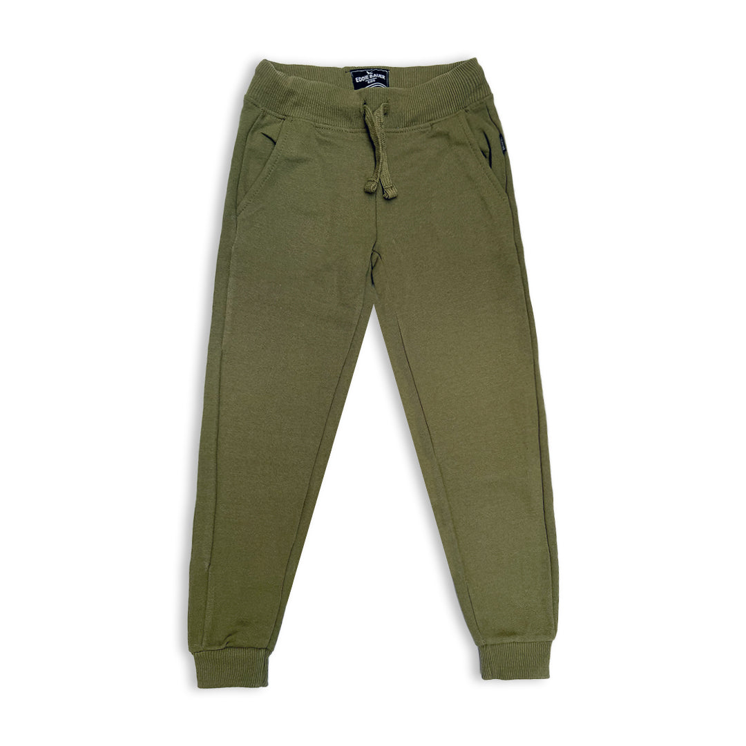 Boys Branded Olive Green Fleece Jogger Sweatpants