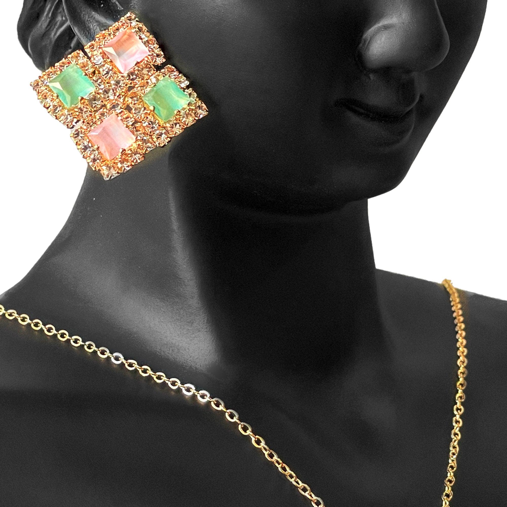 Earring and Necklace Pastel Diamond Delight Jewelry Set