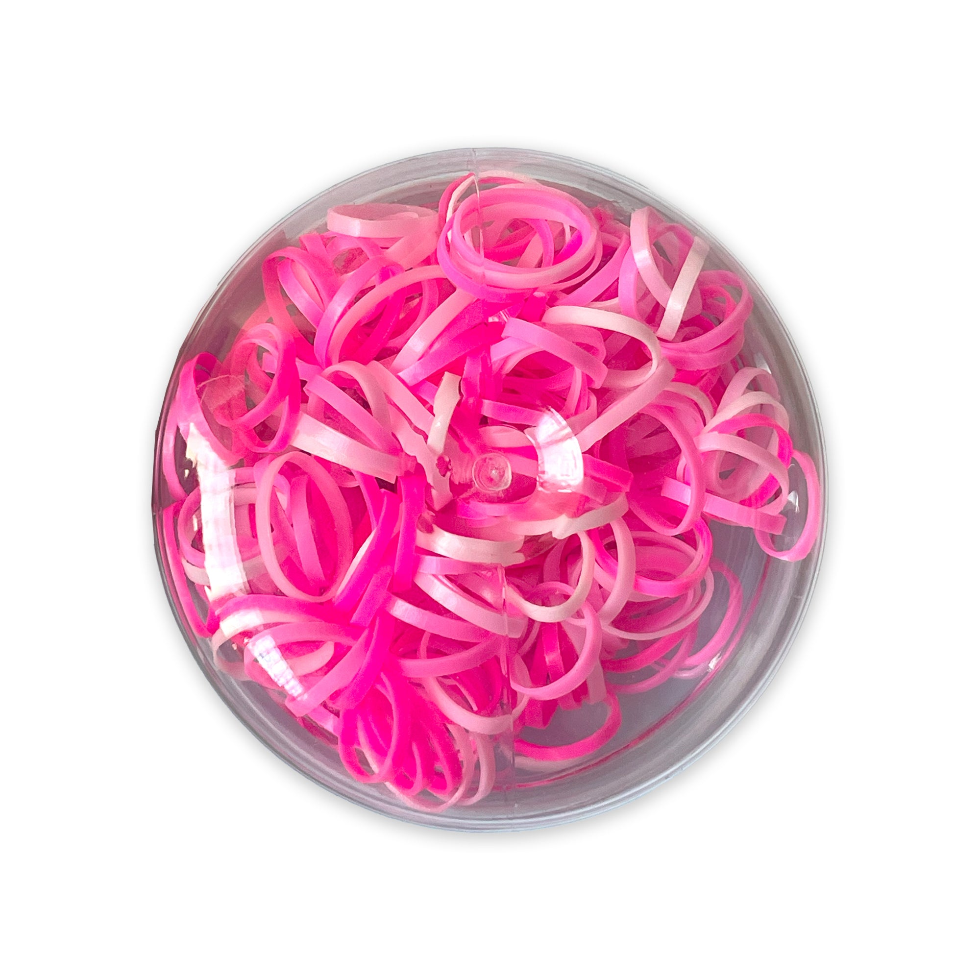 Pink Rubber Bands Multi Colorful Hair Ties and in Stackable Plastic Container
