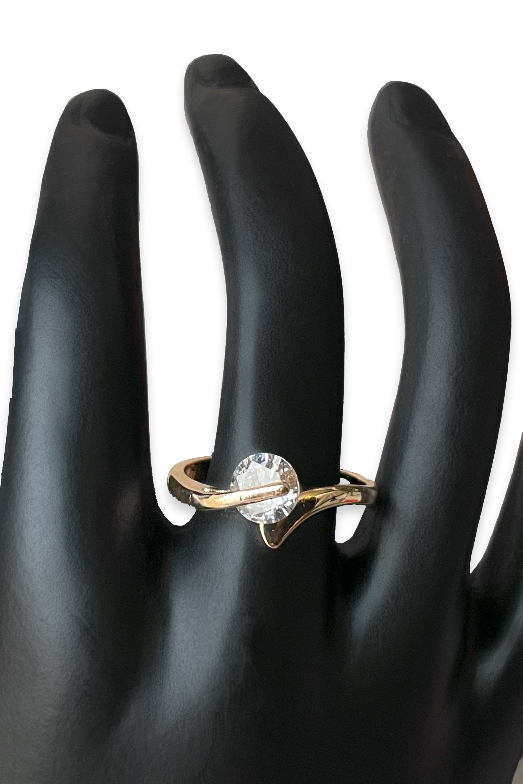 Gold-Tone Floating Cubic Zirconia Ring