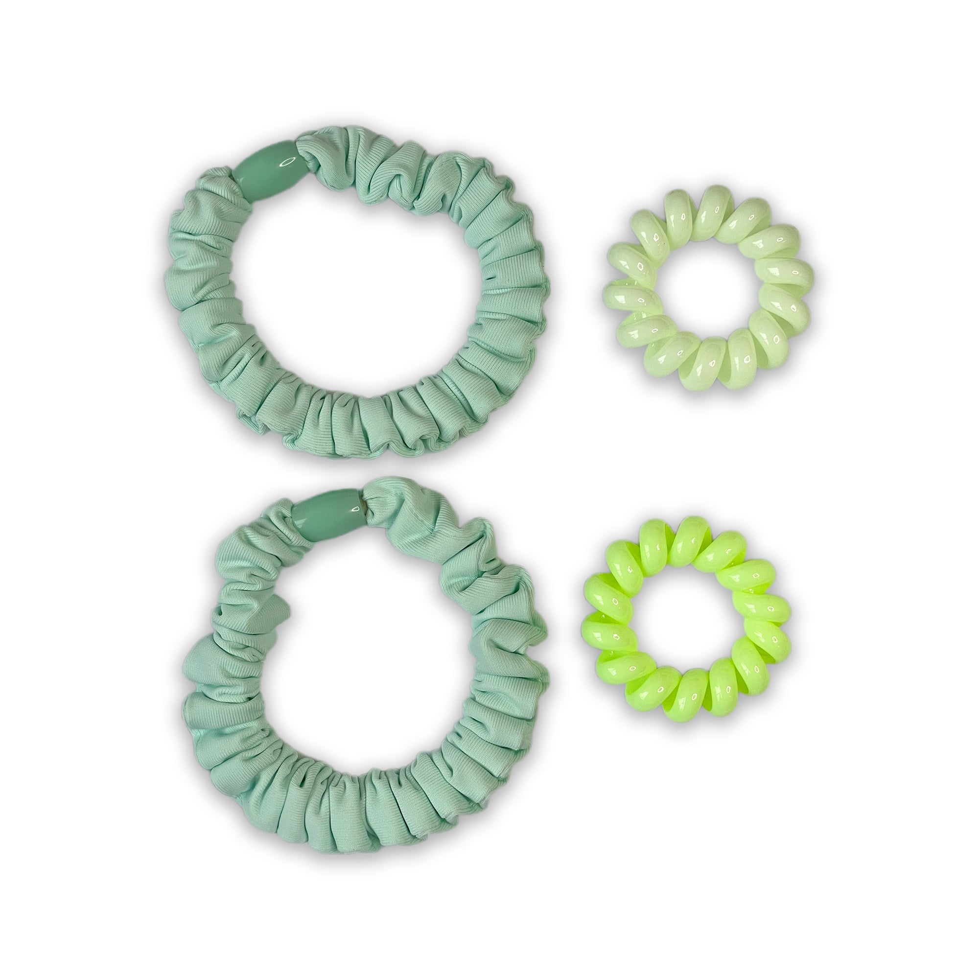 Mint & Light Green Hair Tie Set (4 Pieces)