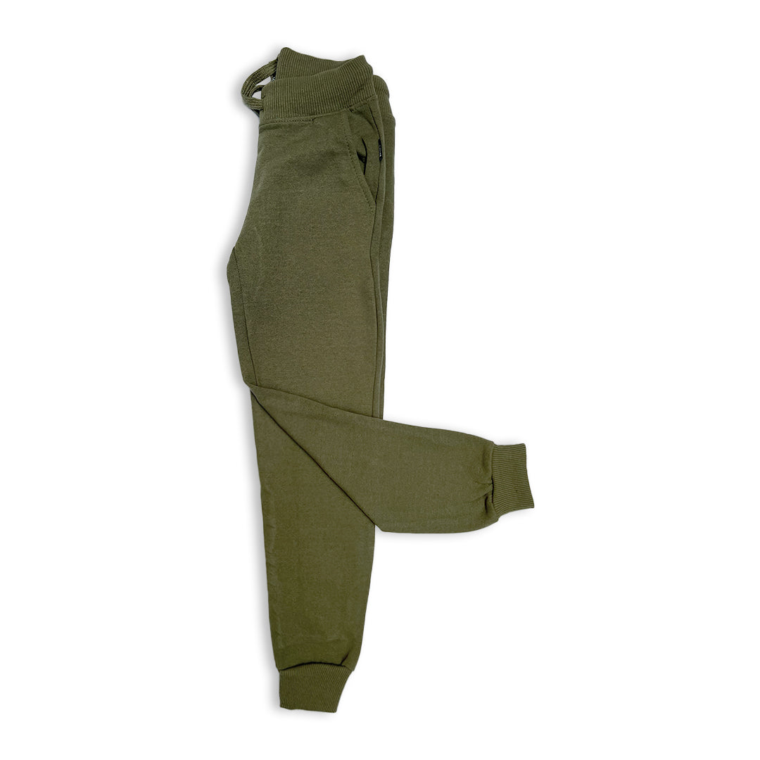 Boys Branded Olive Green Fleece Jogger Sweatpants