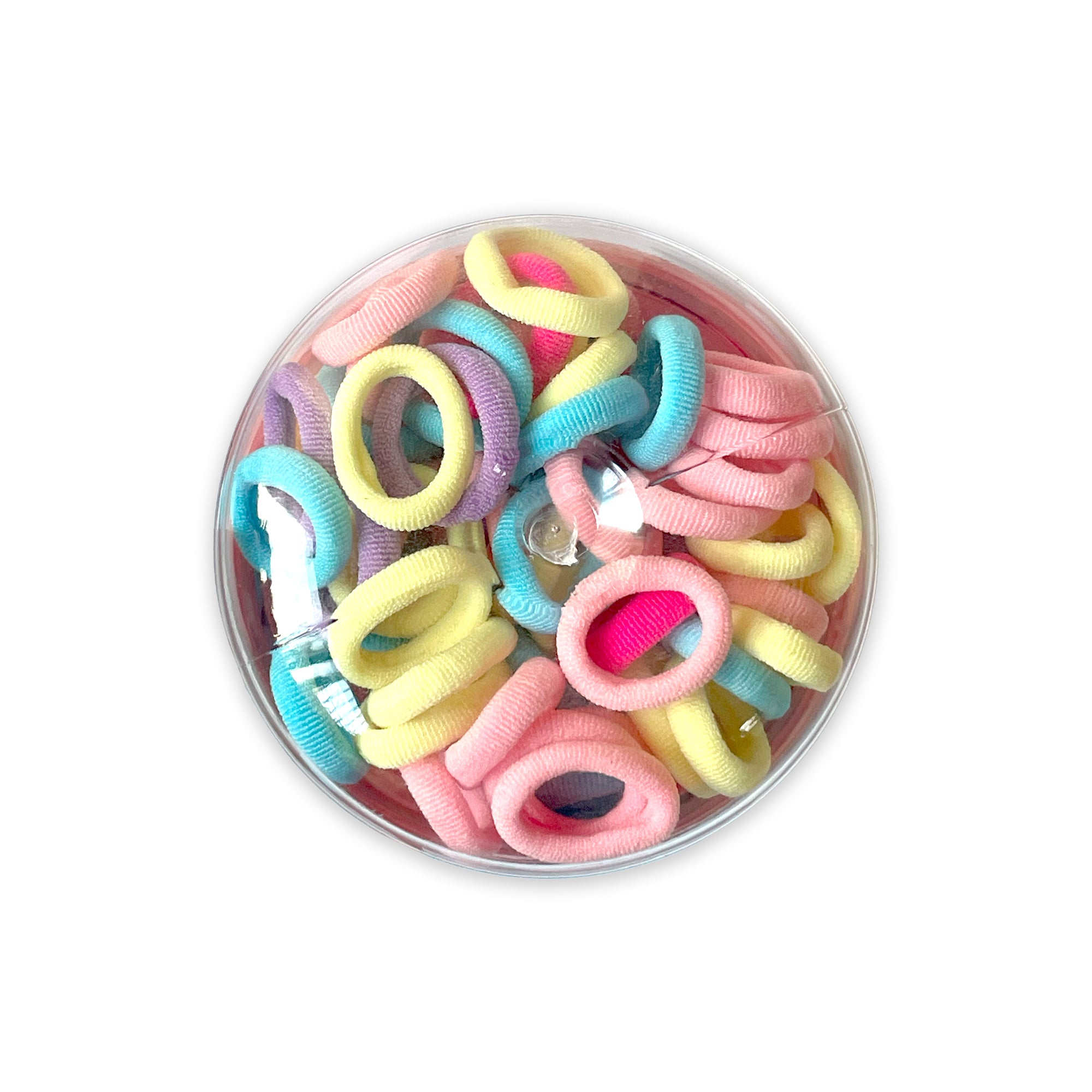 Pink Rubber Bands Multi Colorful Hair Ties and in Stackable Plastic Container
