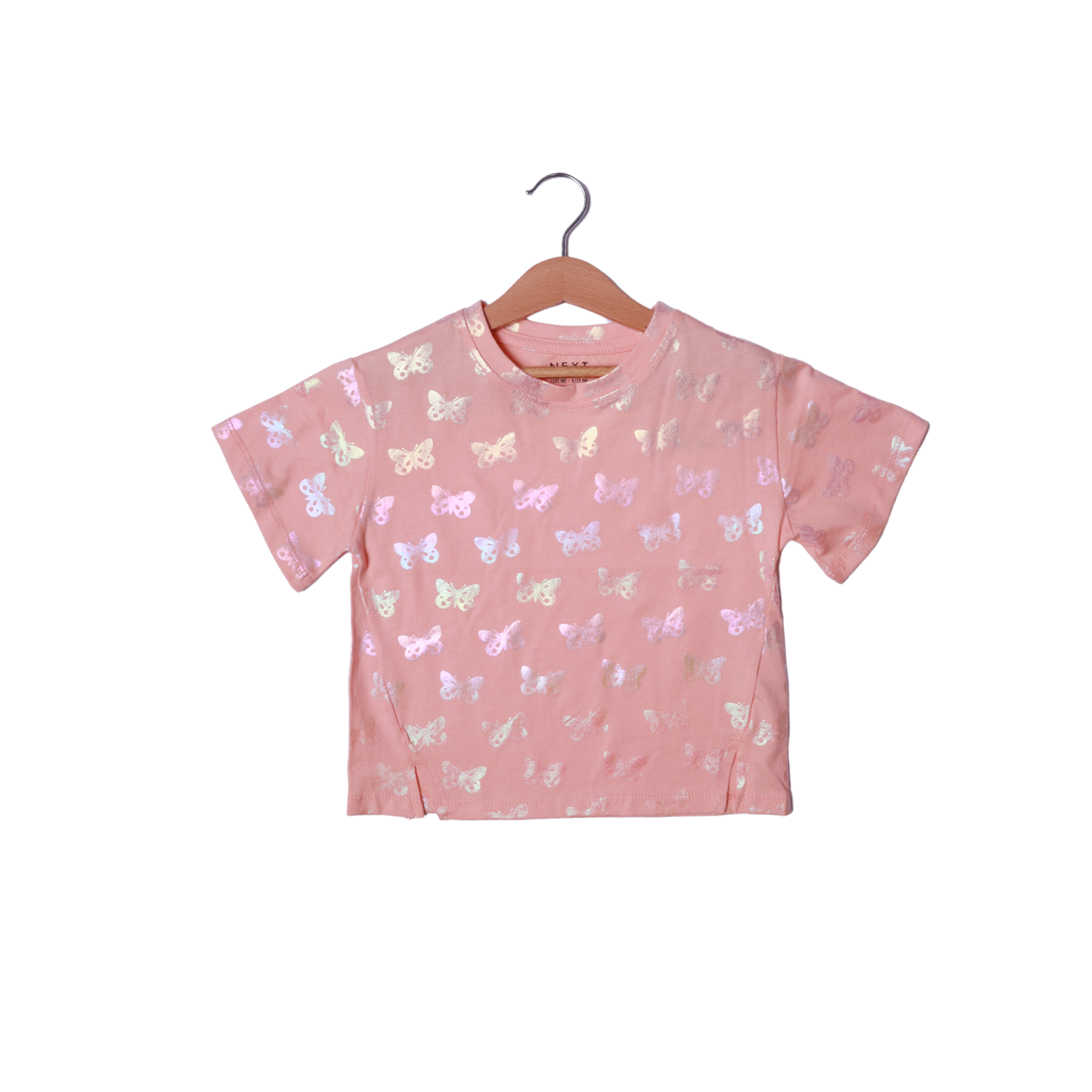 Girls' Pink Butterfly Print Crop Top