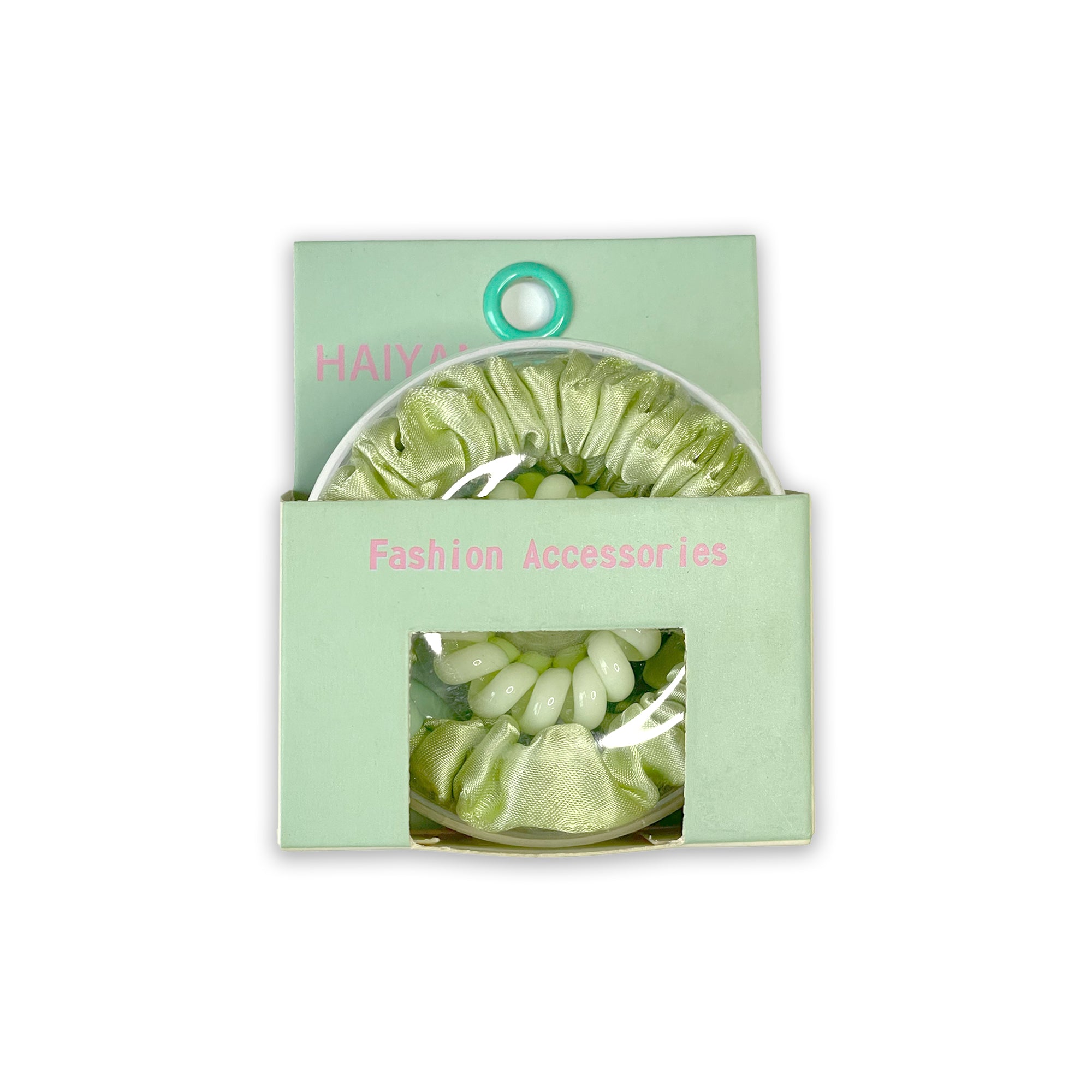Mint & Light Green Hair Tie Set (4 Pieces)