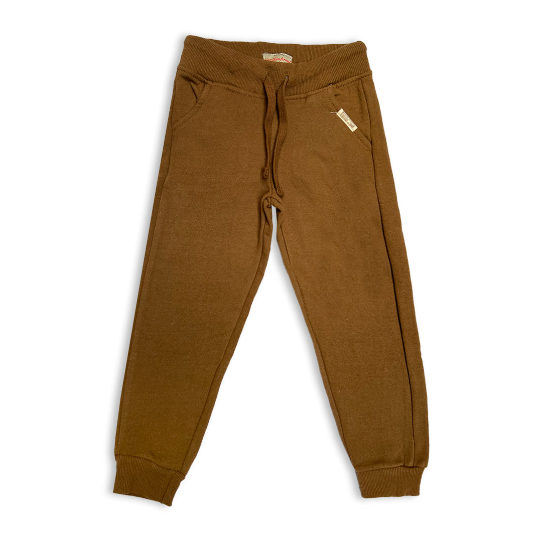Kids' Branded Russet Brown Fleece Jogger Sweatpants with Drawstring