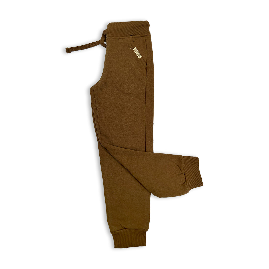Kids' Branded Russet Brown Fleece Jogger Sweatpants with Drawstring