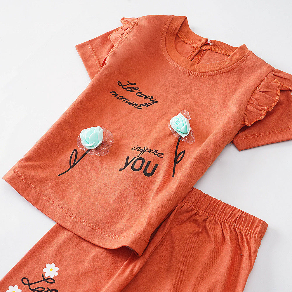 Girls' Ruffle Sleeve Floral Pajama Set – Cozy & Stylish