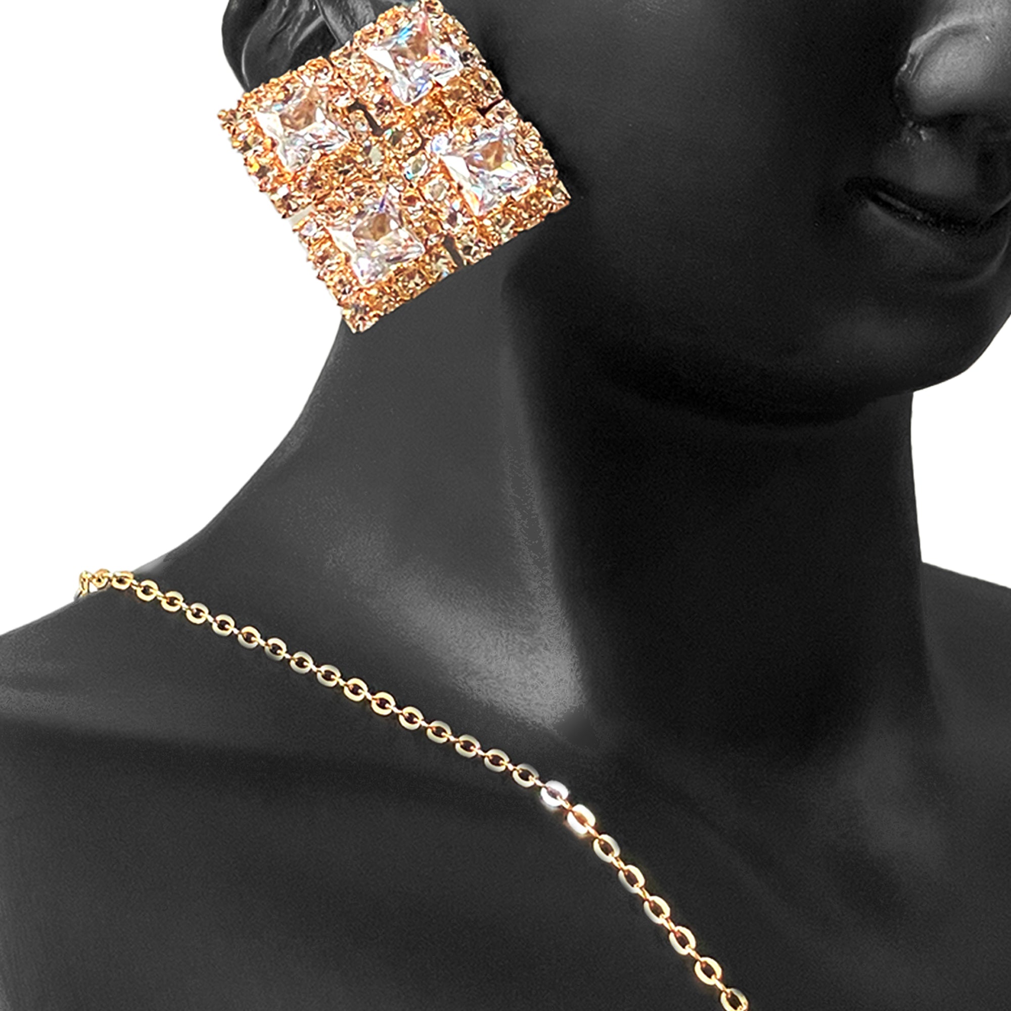 Earring and Necklace Brilliant Clear Crystal Geometric Jewelry Set