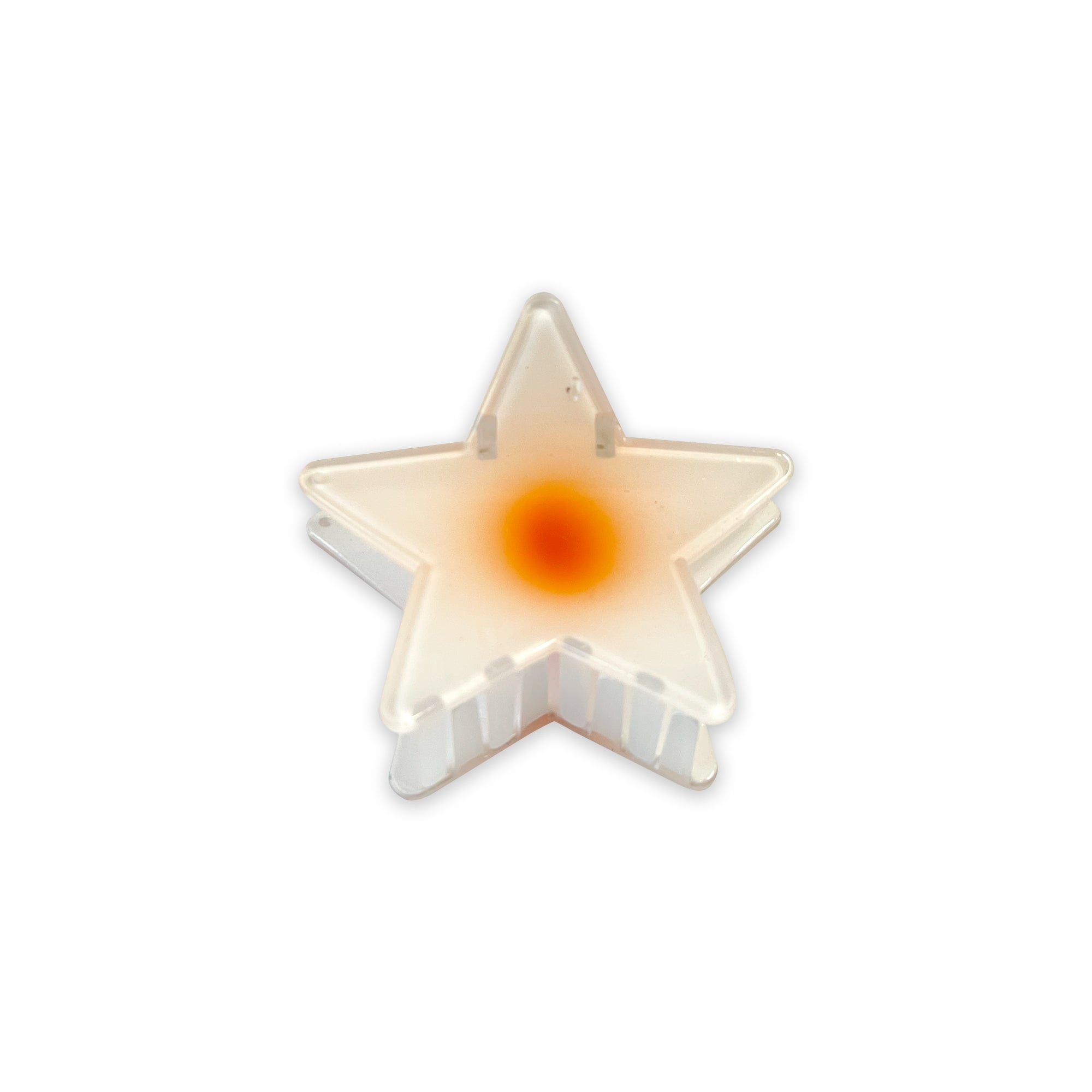 Clear Star-Shaped Hair Clip with Orange Center