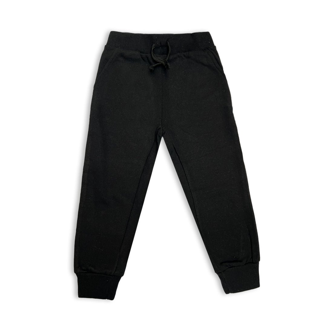 Kids'  Branded Black Fleece Jogger Sweatpants with Drawstring