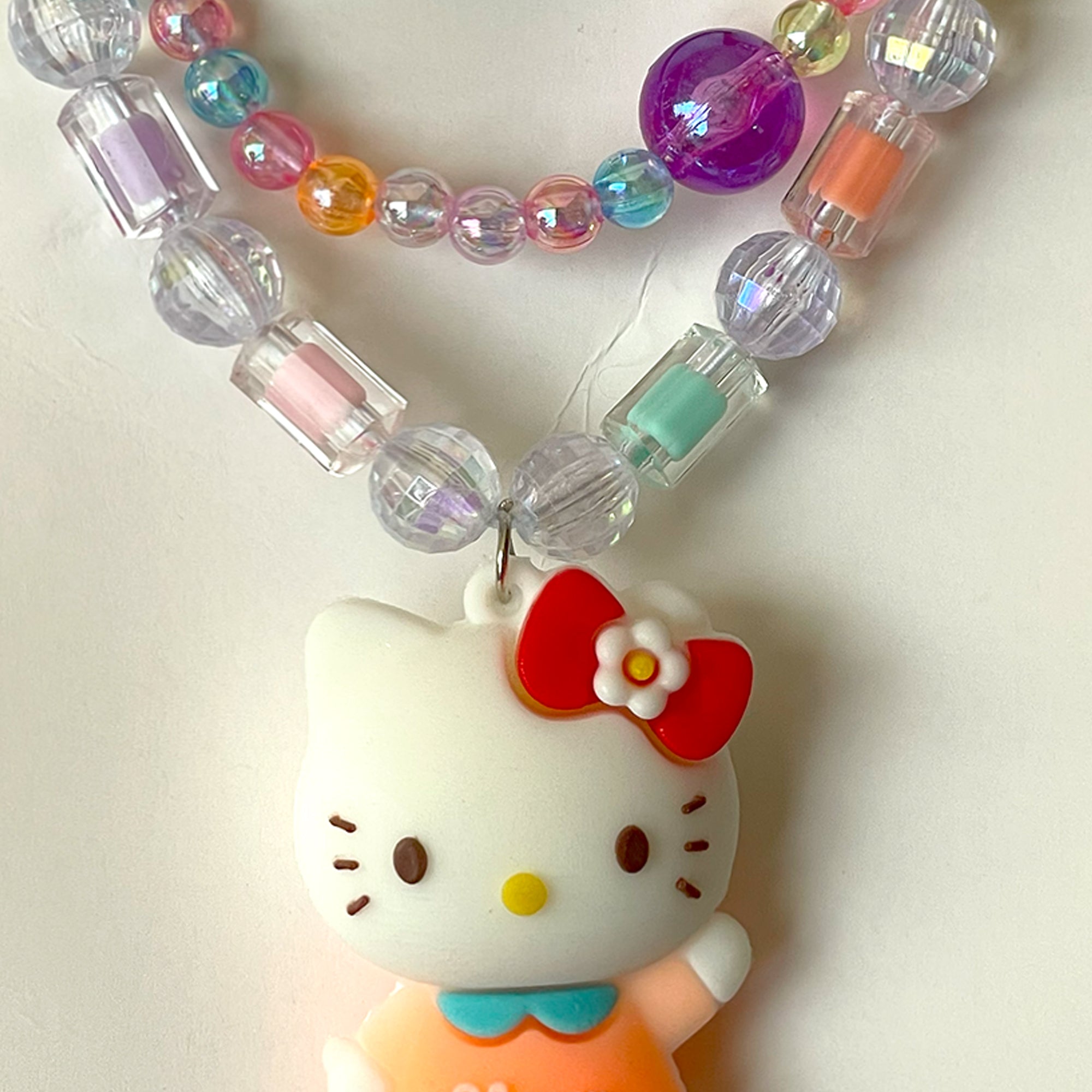 Children's Hello Kitty Necklace and Bracelet Set with Colorful Beads