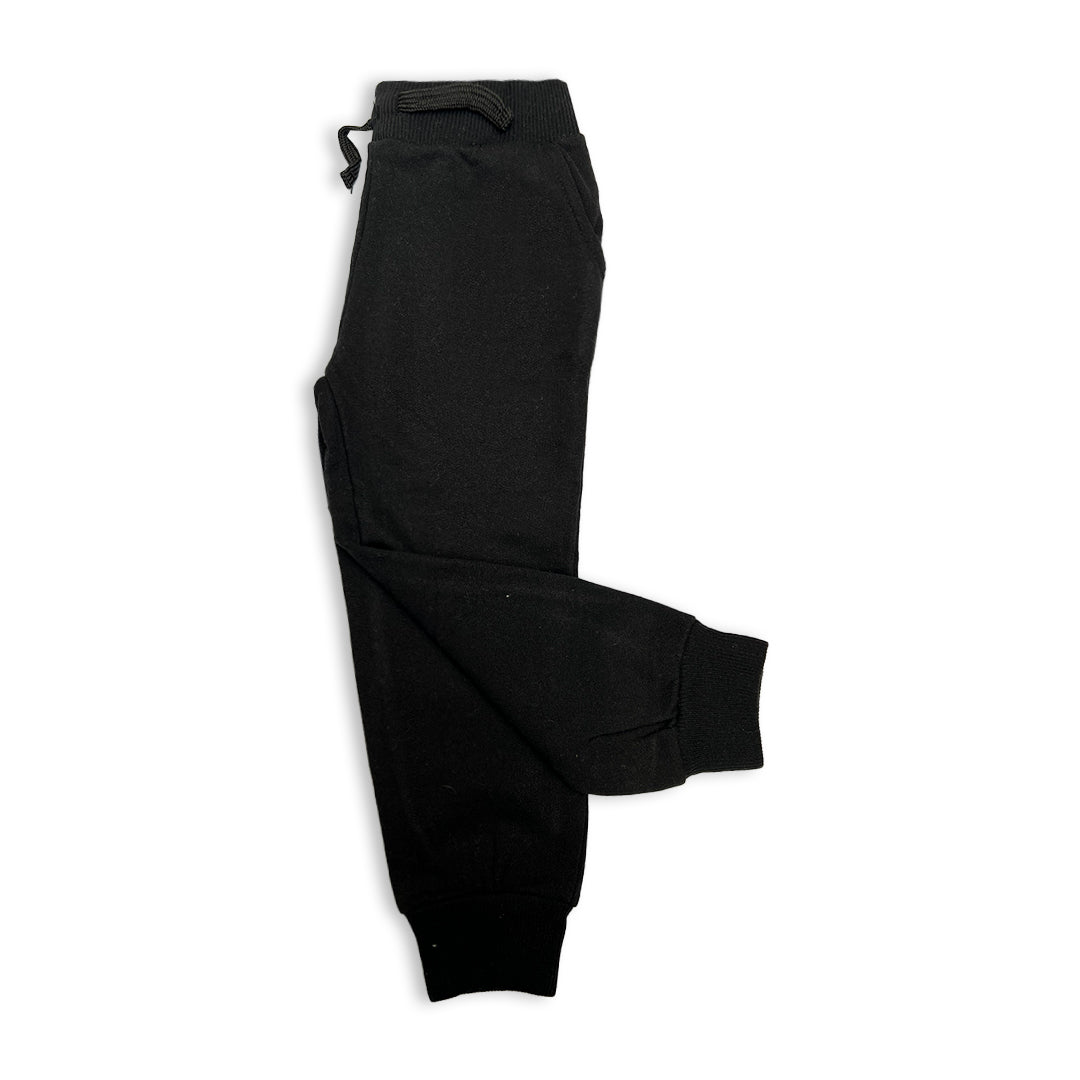 Kids'  Branded Black Fleece Jogger Sweatpants with Drawstring