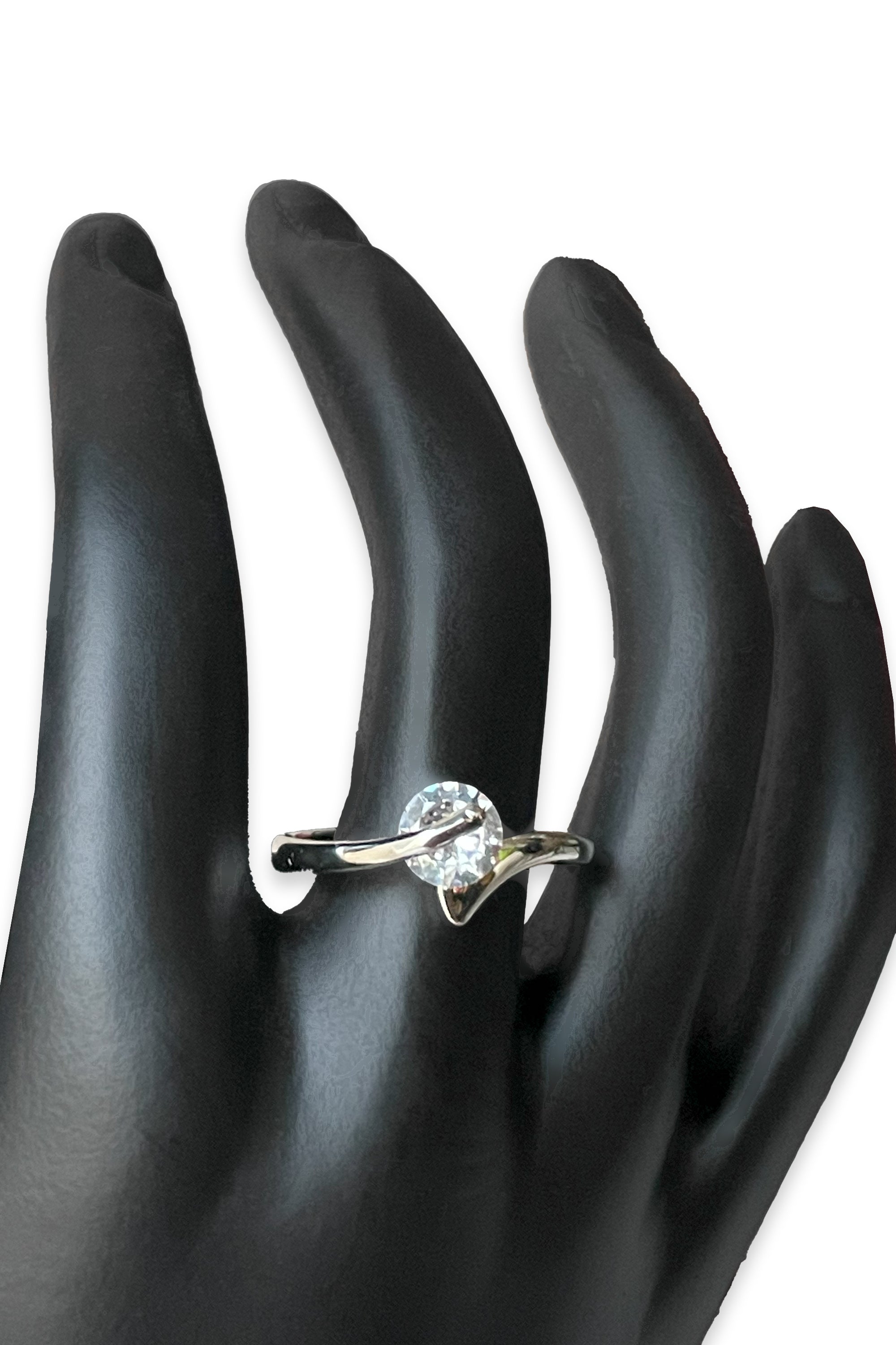 Sterling Silver Tension Set Cubic Zirconia Ring