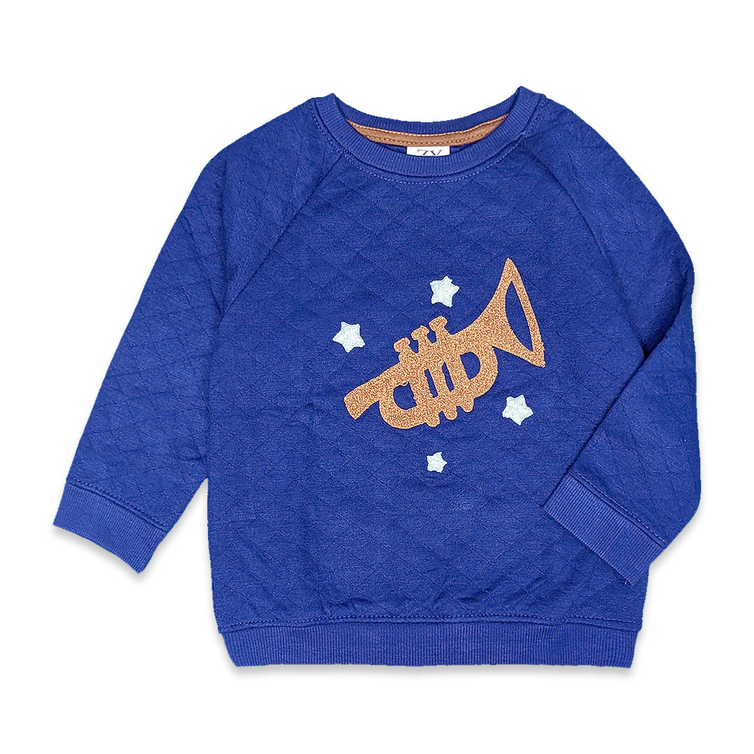 Quilted Blue Sweatshirt