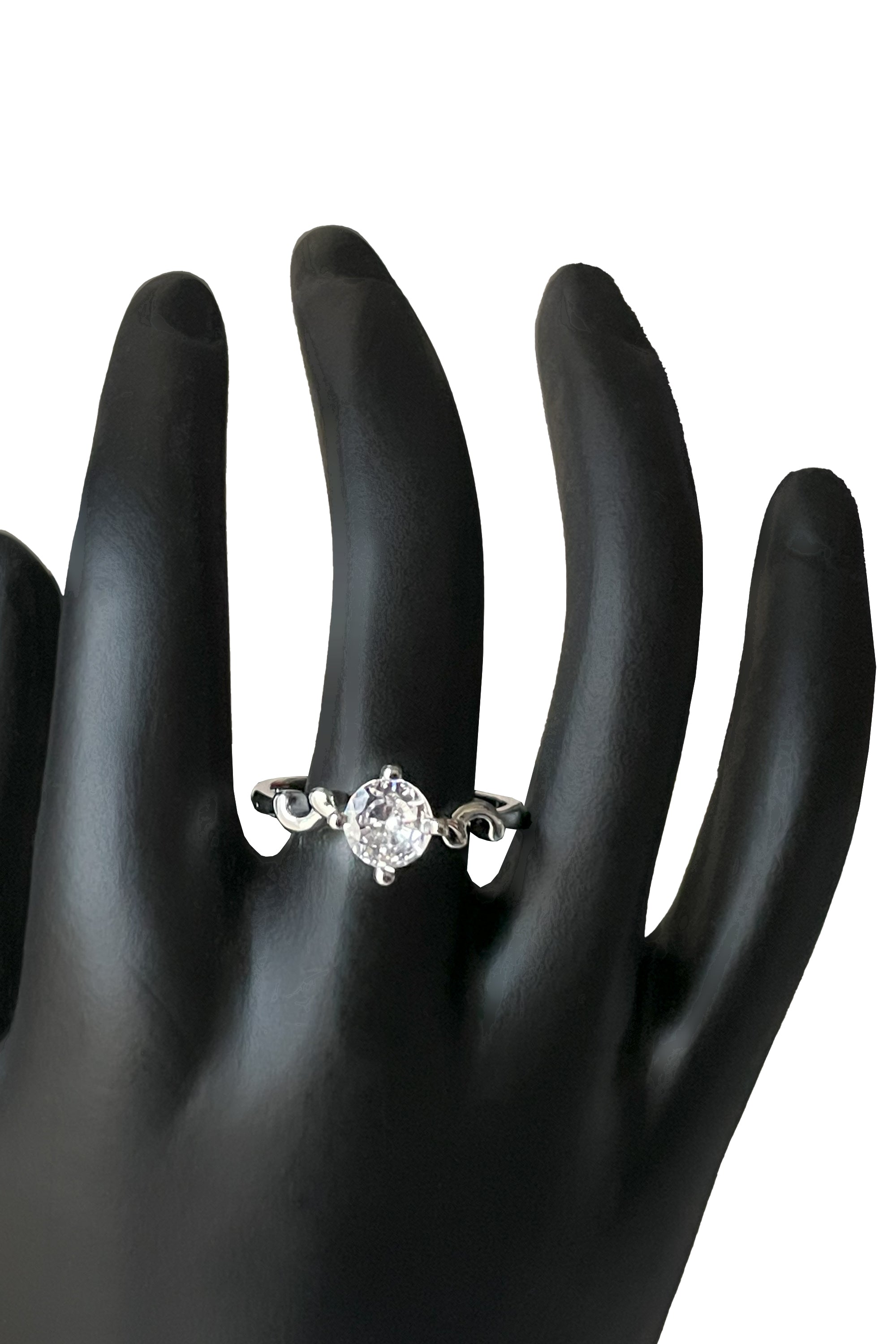 Sterling Silver Cubic Zirconia Ring with Intertwined Detail