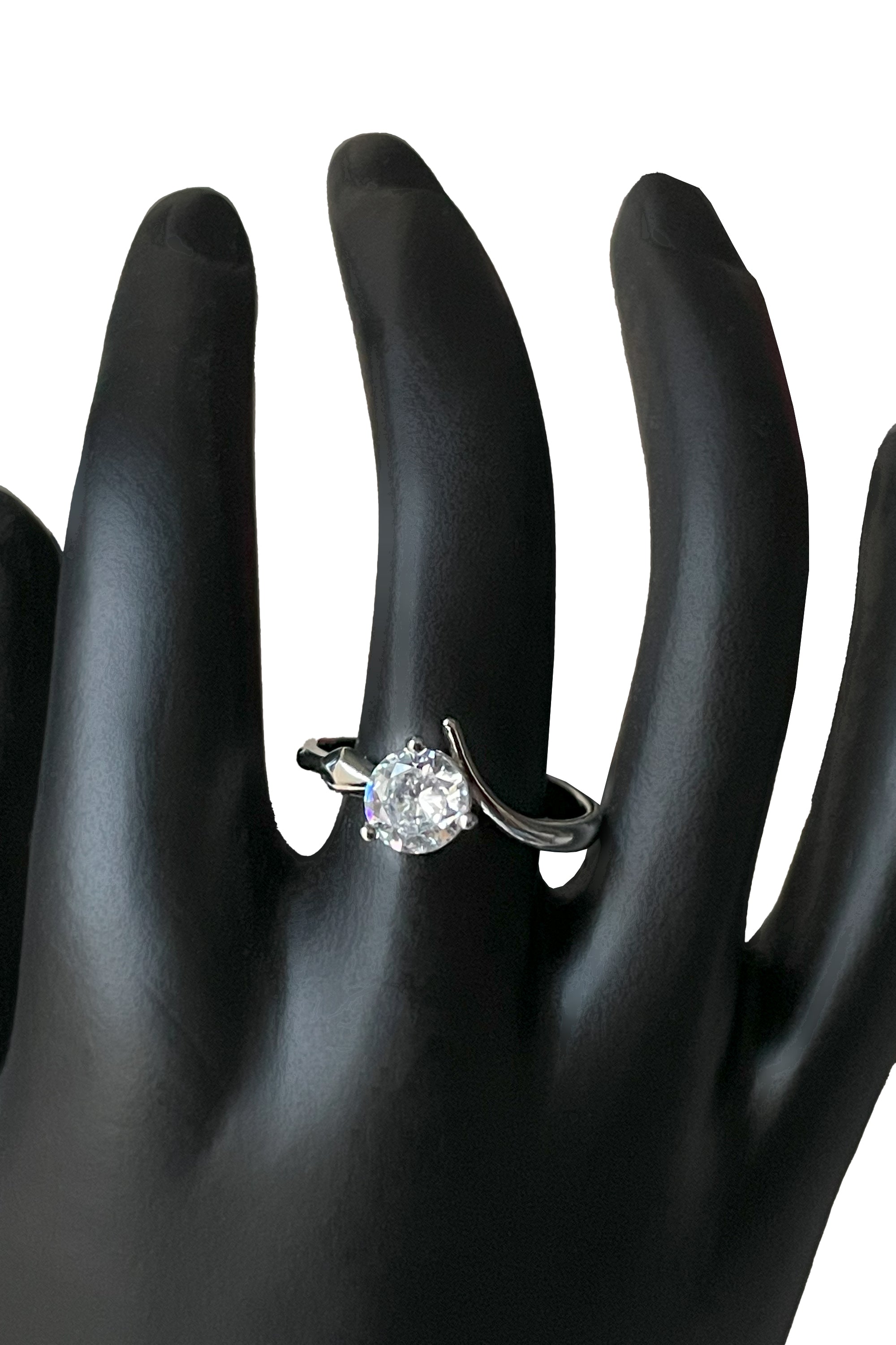 Sterling Silver Asymmetrical Cubic Zirconia Ring