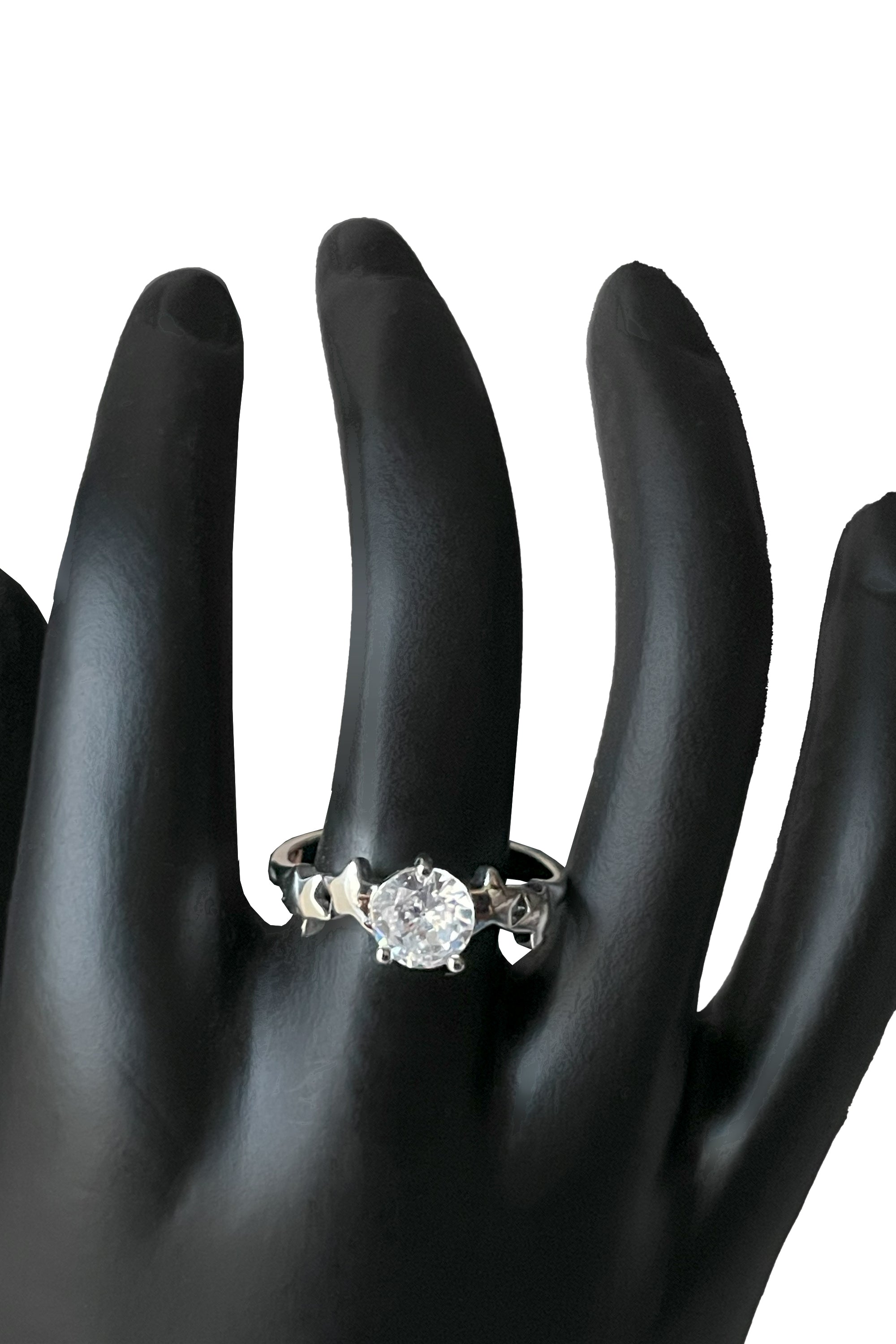 Sterling Silver Cubic Zirconia Ring with Celestial Detail