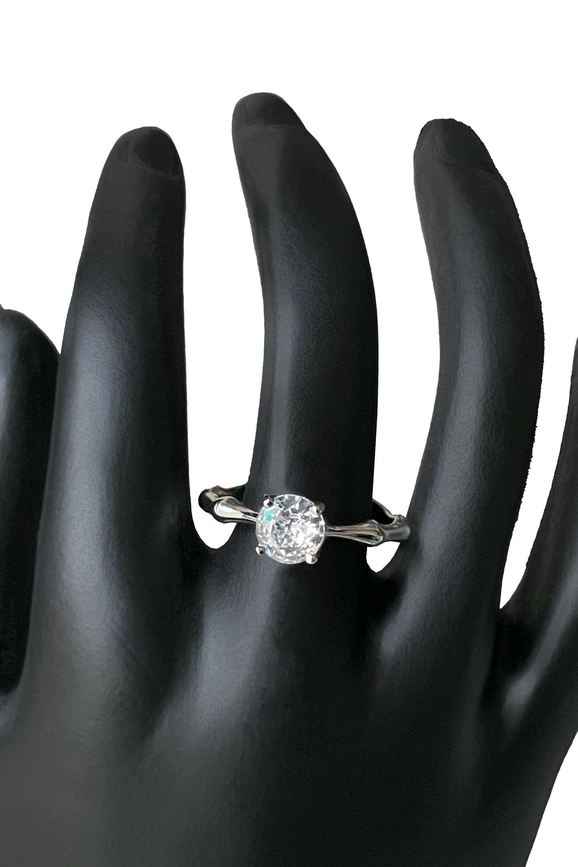 Sterling Silver Diamond Ring with Twisting Band