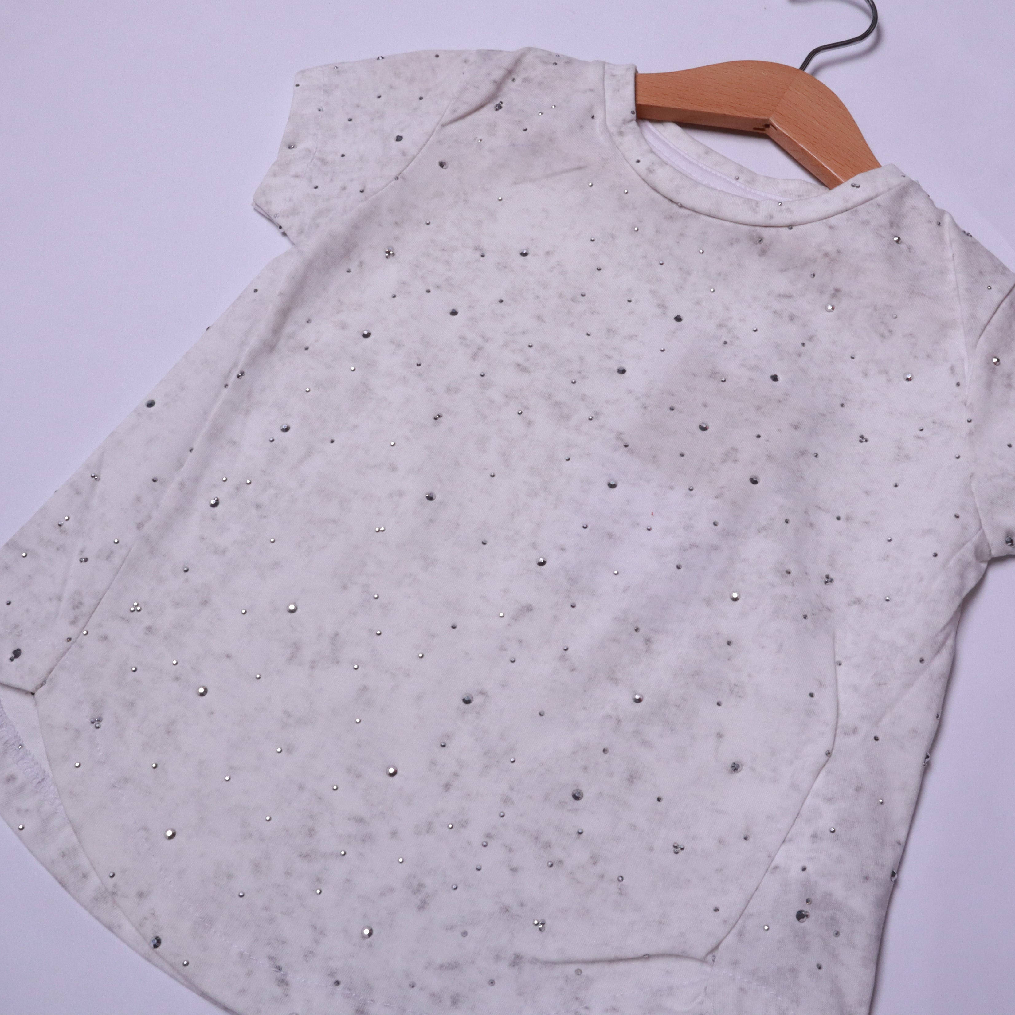 Girls' Grey Speckled Half-Sleeve T-Shirt