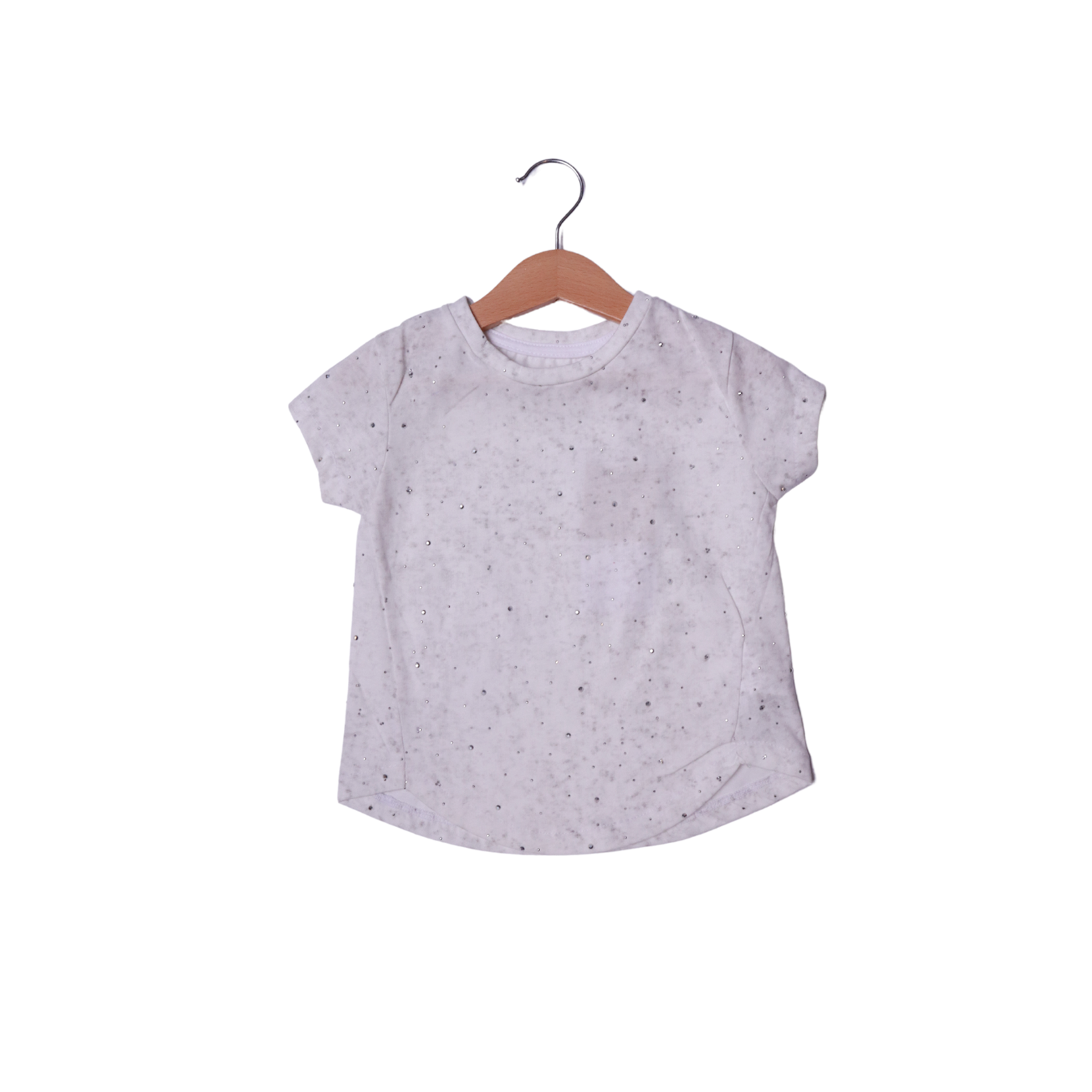 Girls' Grey Speckled Half-Sleeve T-Shirt