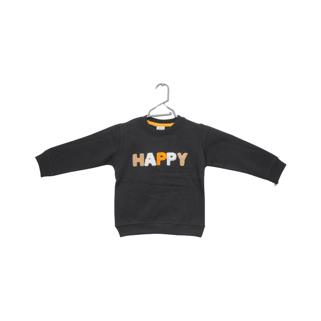 Happy Embroidered Sweatshirt - Black